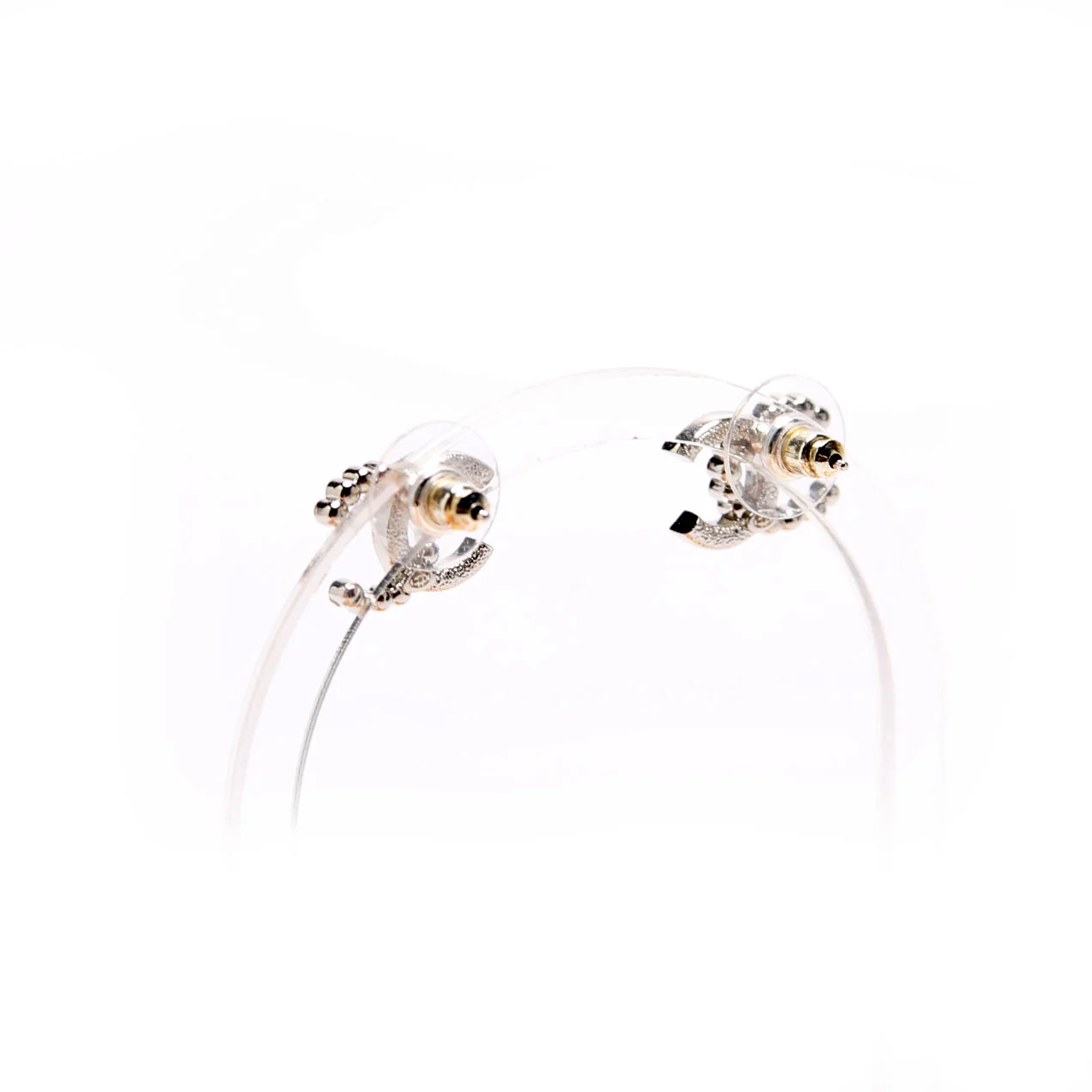 CC Crystal Pearl Stud Earrings Silver/Pearl - Image 3