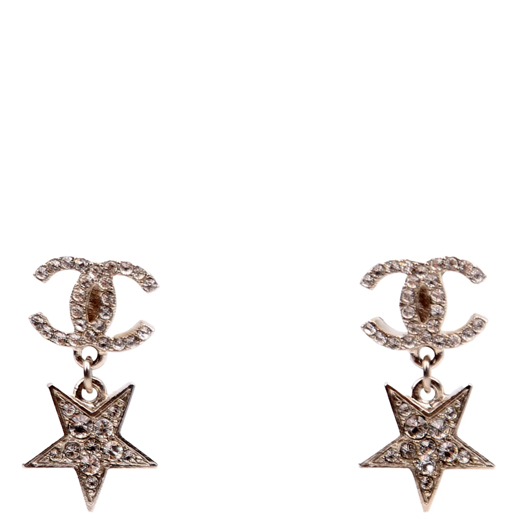 CC Crystal Star Drop Earrings Silver