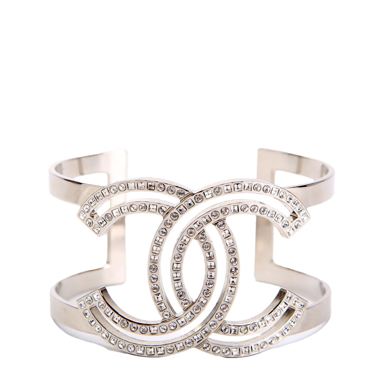 CC Cut-Out Crystal Cuff Bracelet Silver