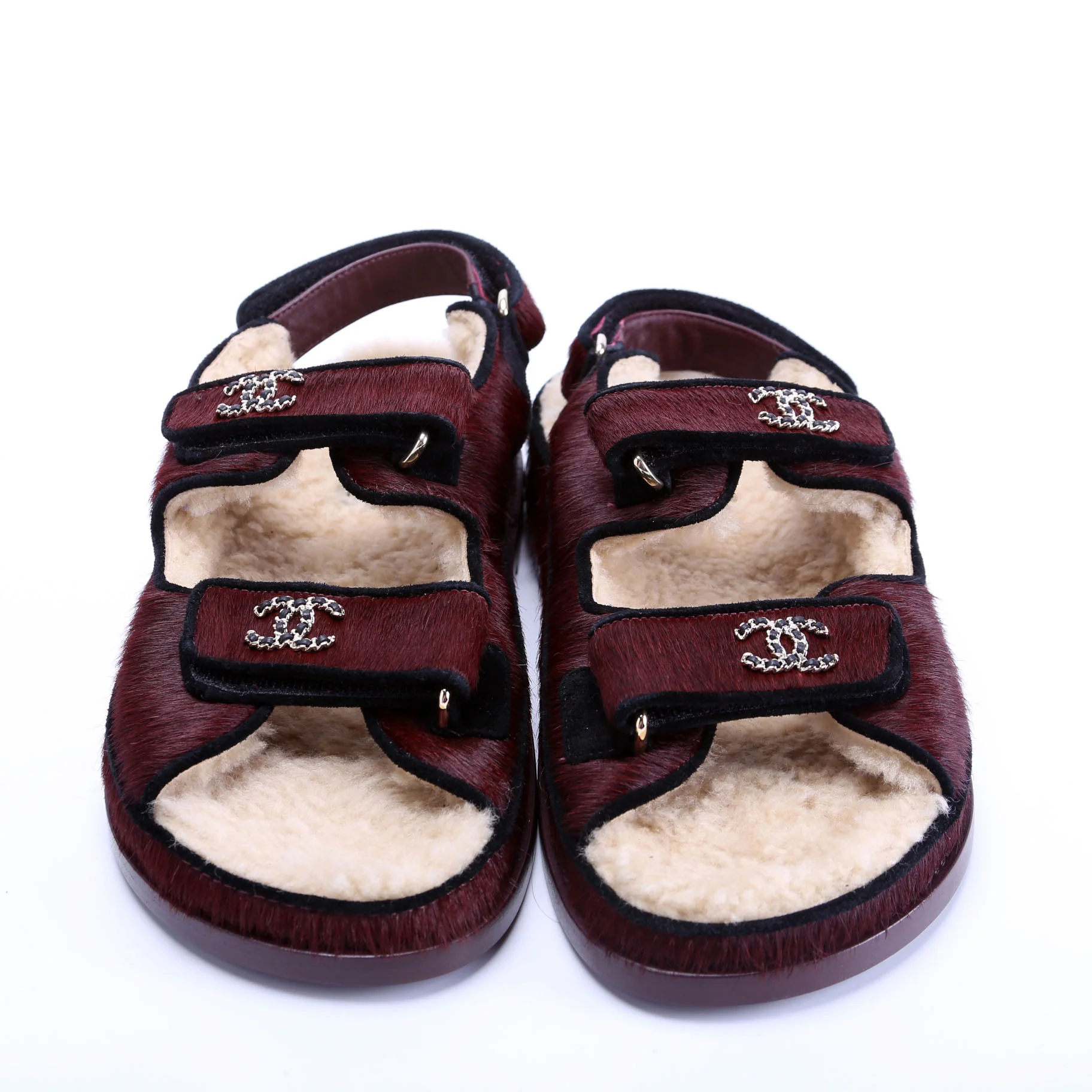CC Dad Sandals Calf Hair Shearling Size 38 - Image 2