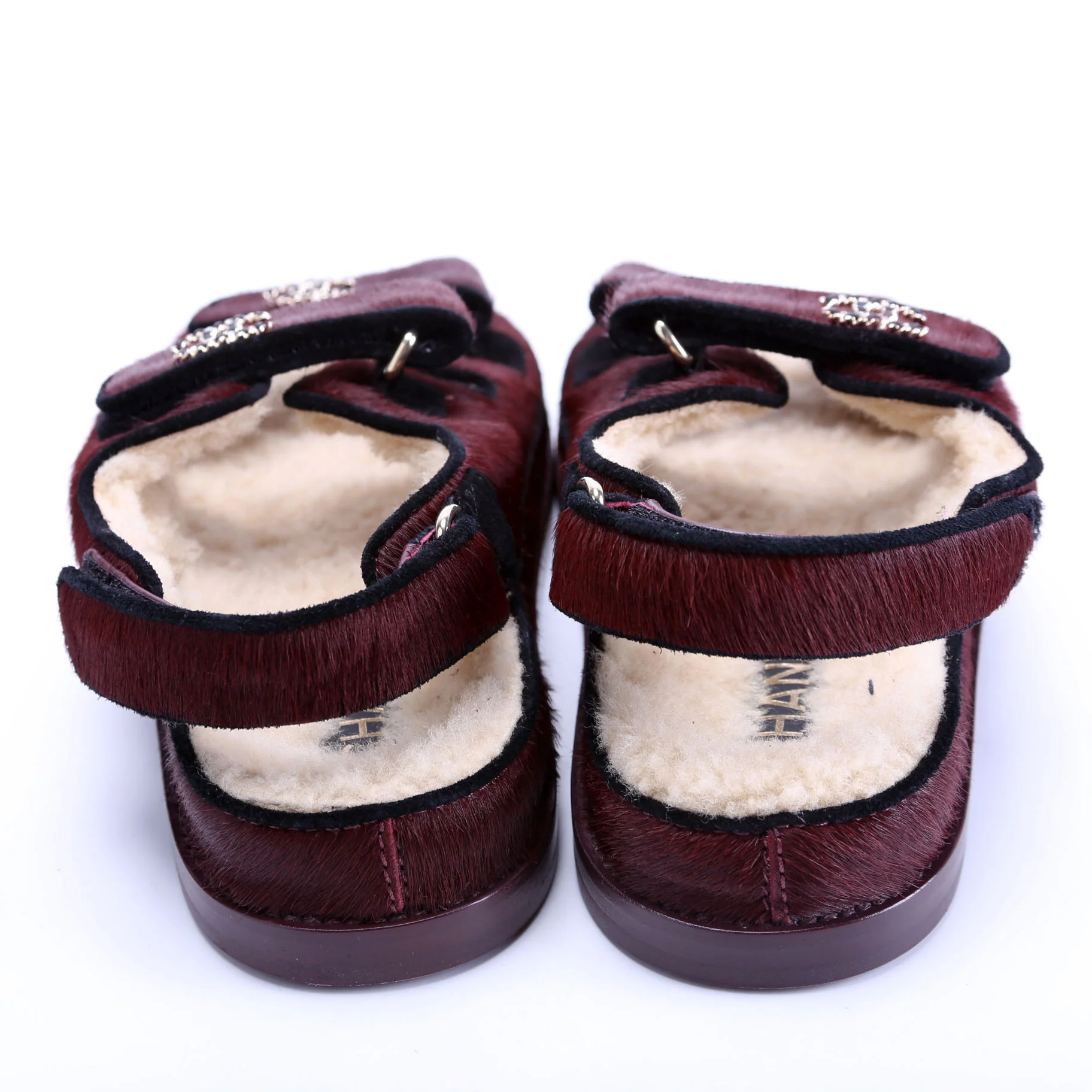 CC Dad Sandals Calf Hair Shearling Size 38 - Image 4