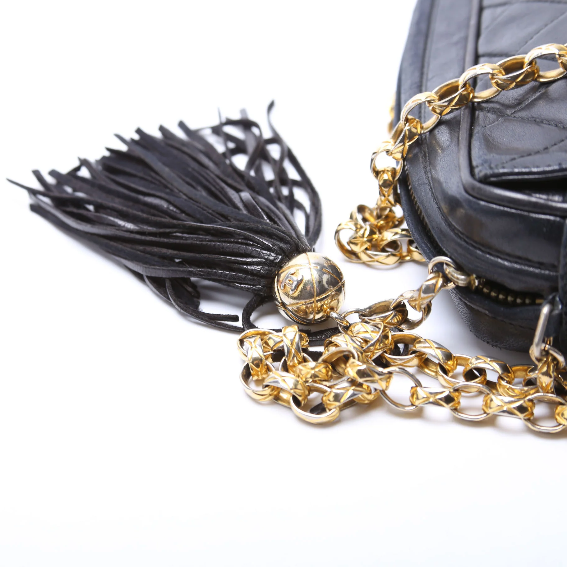 CC Diagonal Flap Tassel Camera Vintage Black - Image 7
