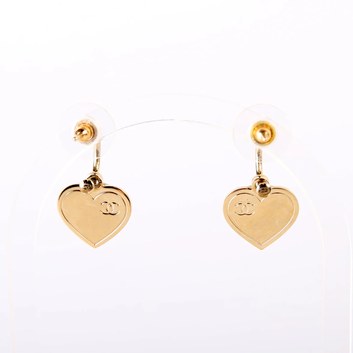 CC Drop Heart Huggie Earrings - Image 3