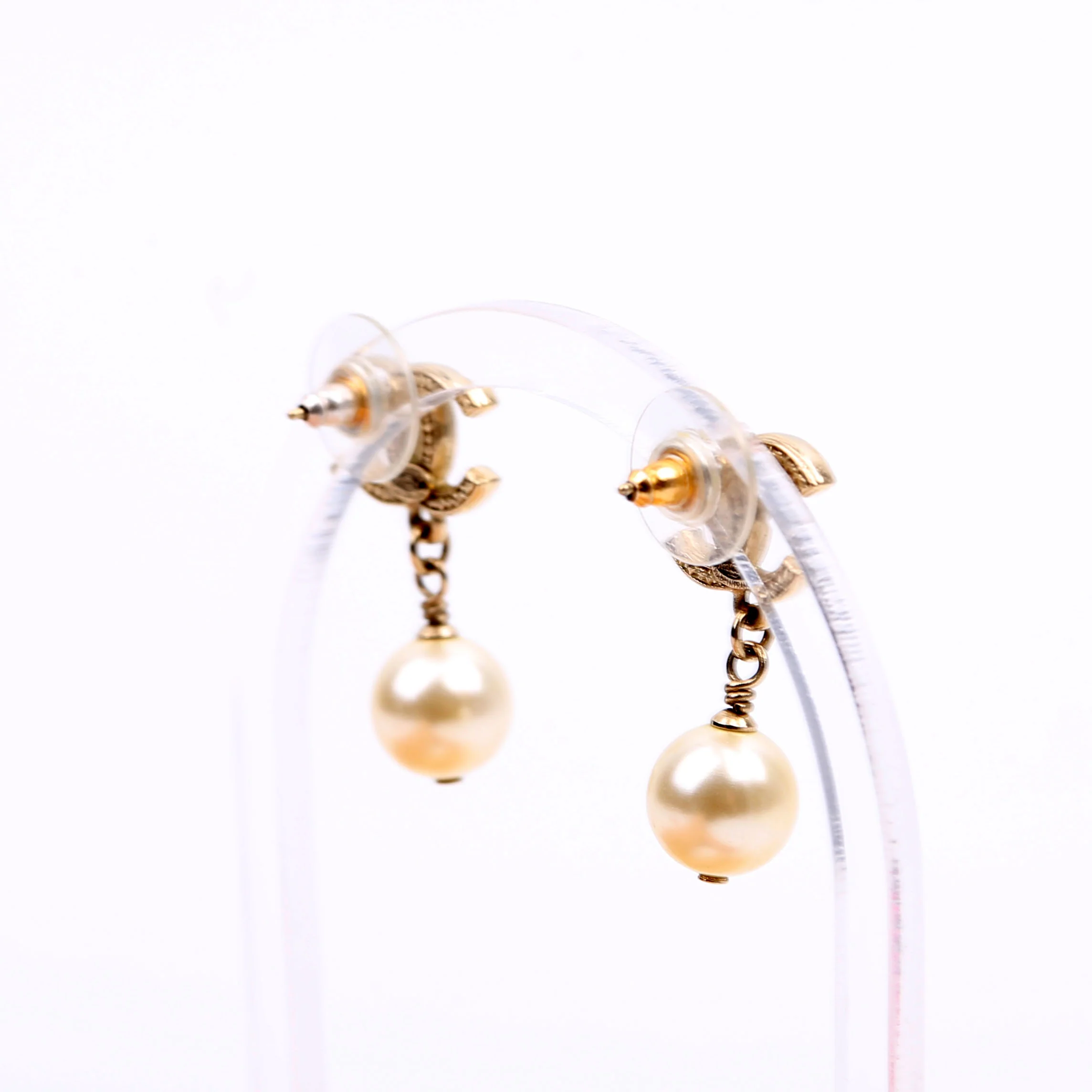 CC Faux Pearl Drop Earrings Gold - Image 4