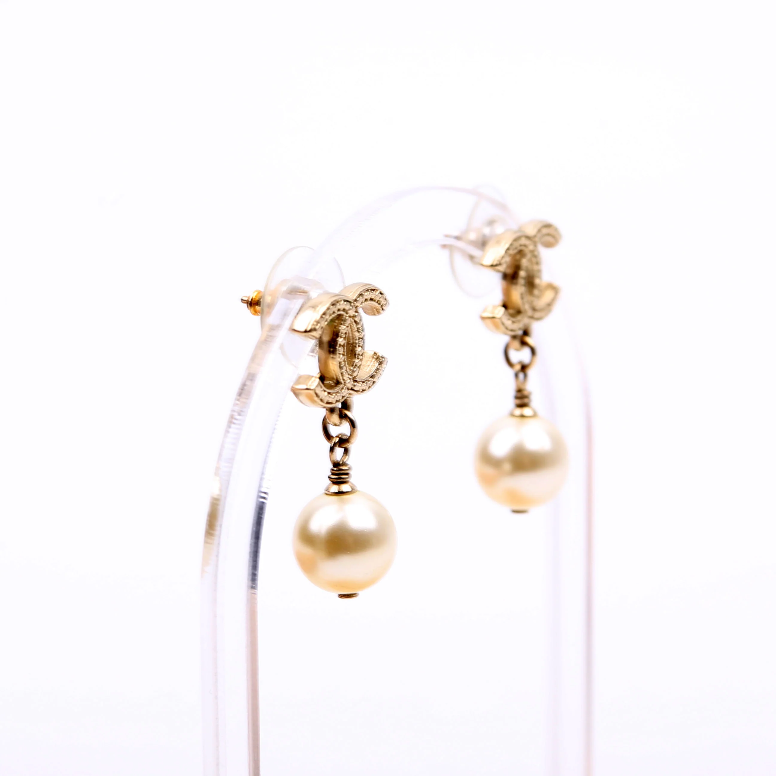 CC Faux Pearl Drop Earrings Gold - Image 5