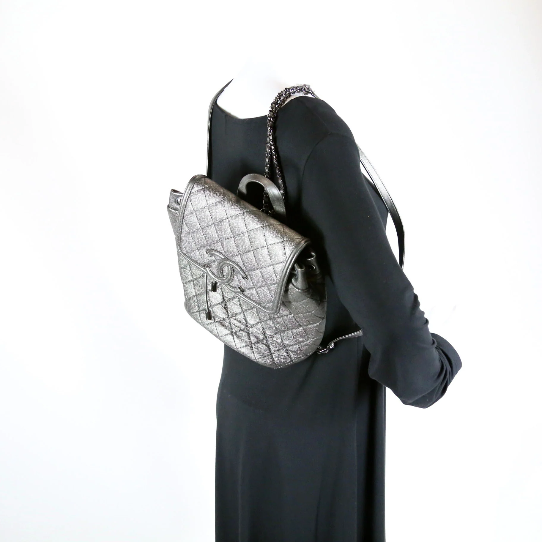 CC Filigree Backpack Metallic Caviar 26M - Image 7