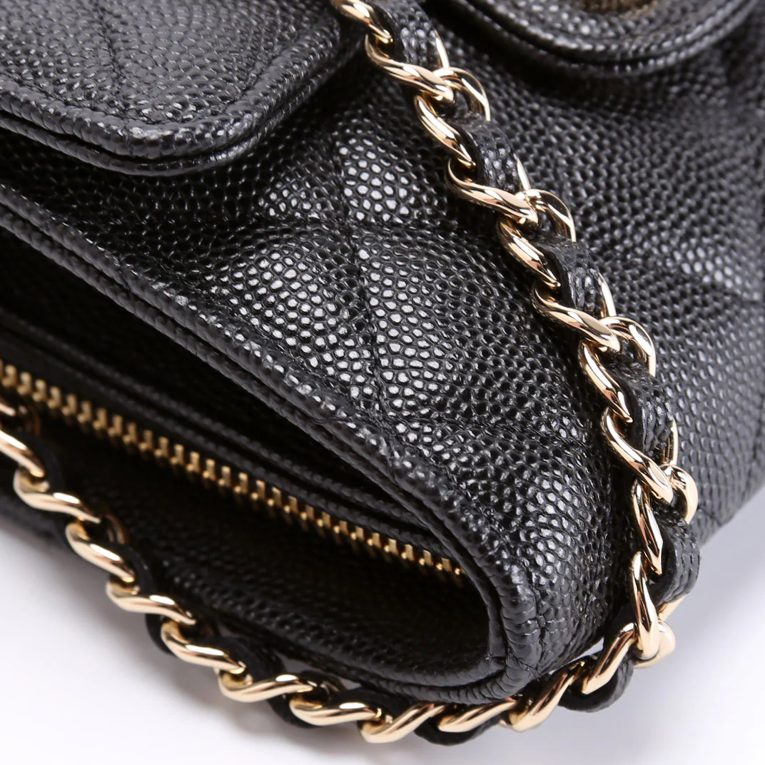 CC Flap Card Holder On Chain Caviar RFID Black - Image 5