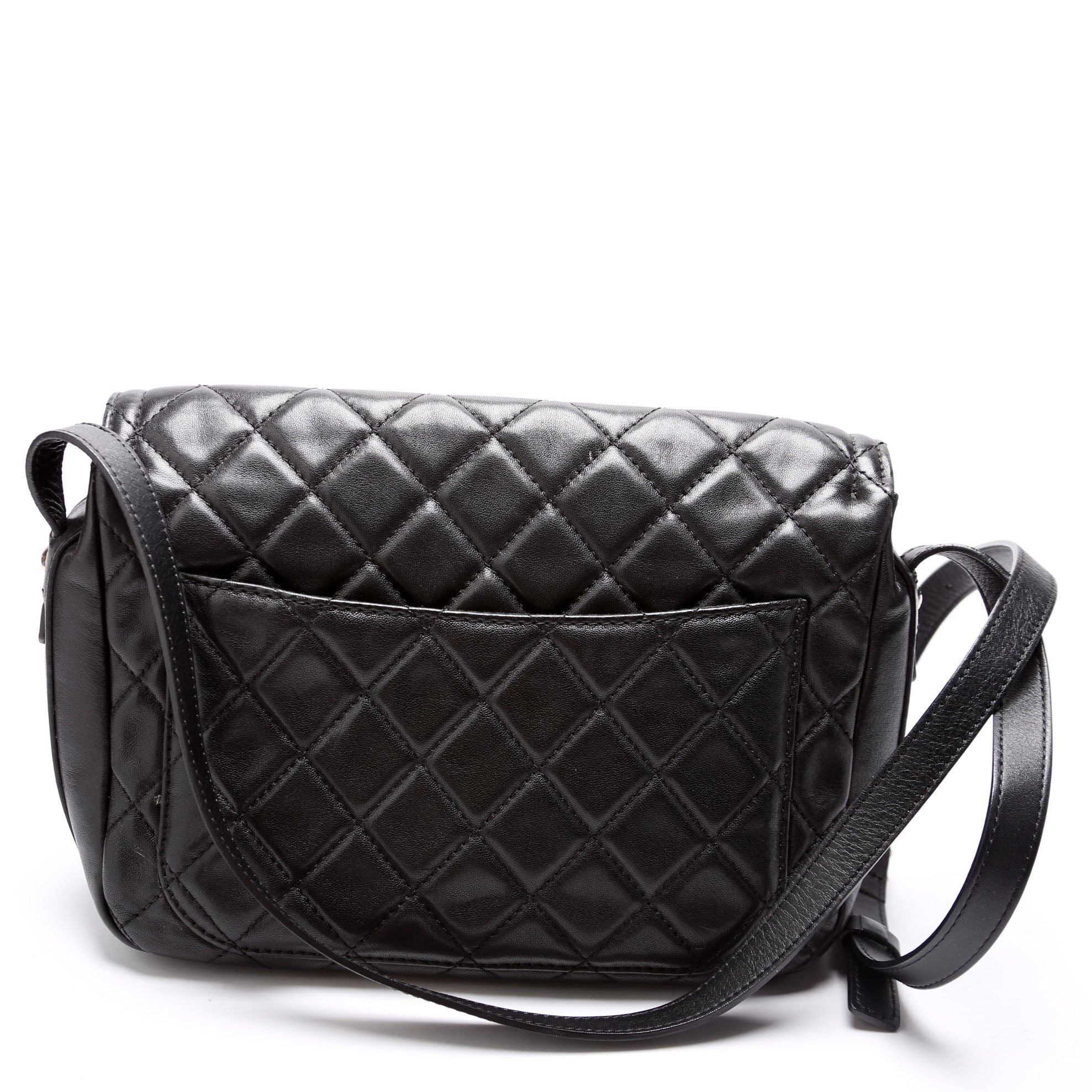 CC Flap Messenger Quilted Lambskin 24M Black - Image 3