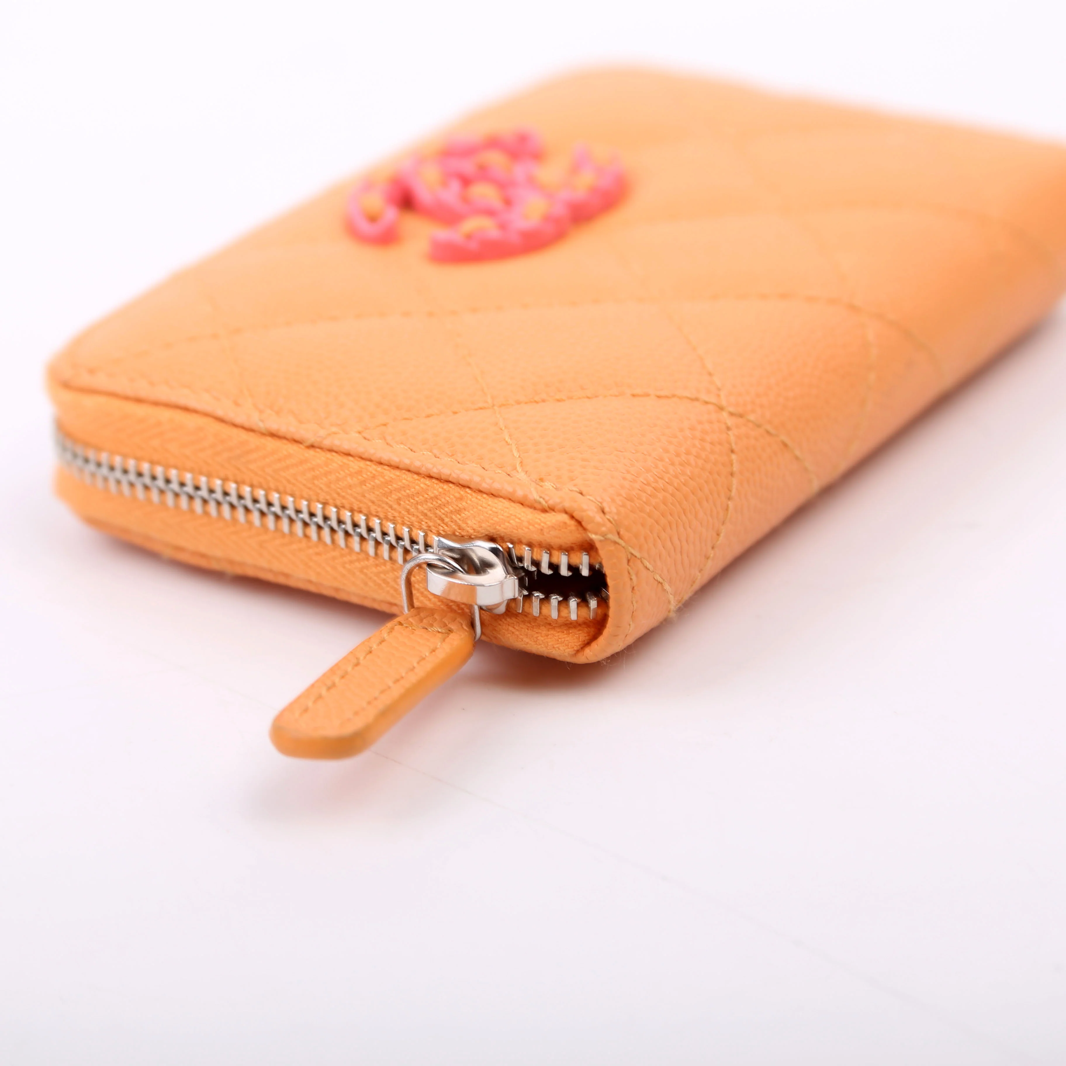 CC Flashy Zip Around Coin Purse Wallet 31M Orange/Pink - Image 5