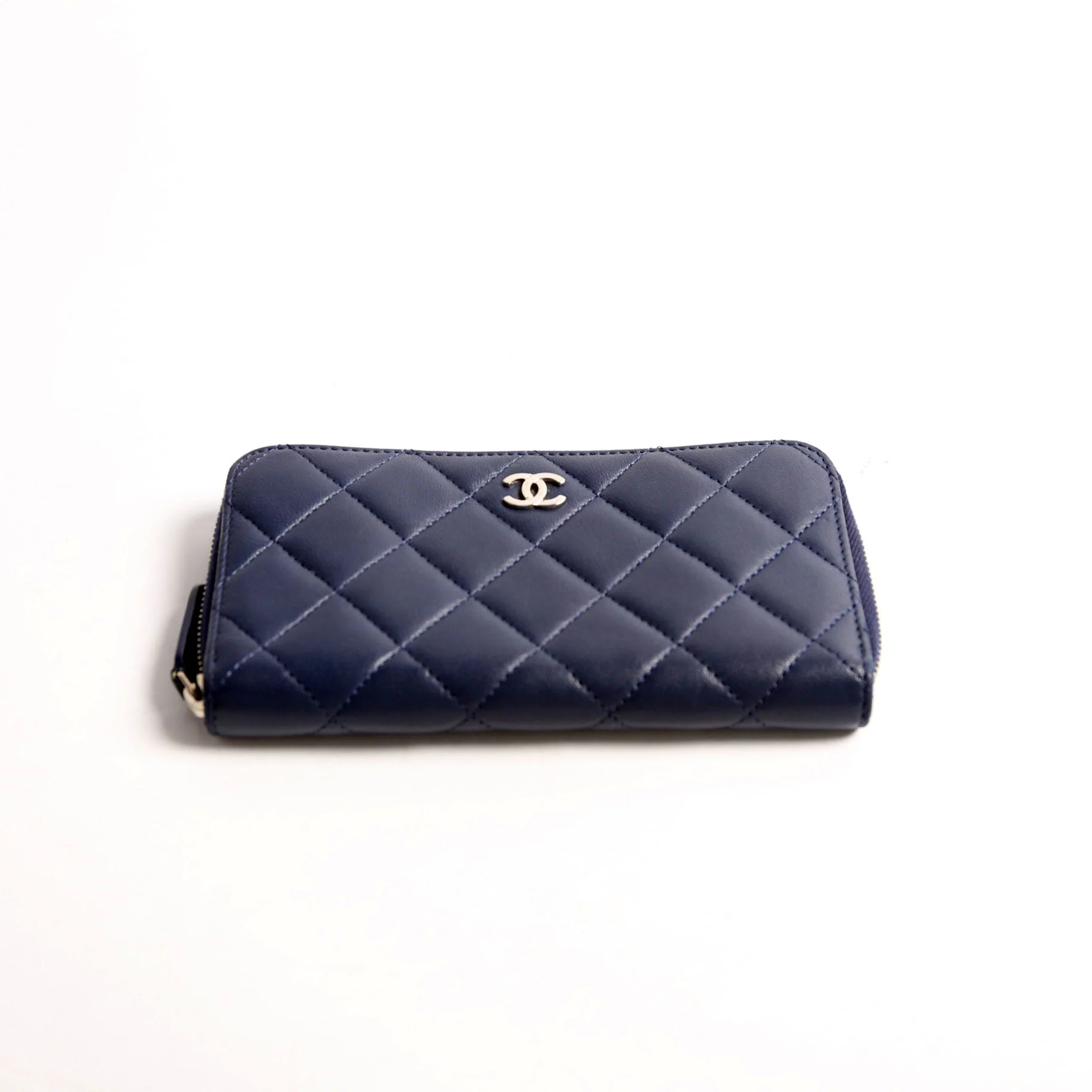 CC Lambskin Zip Around Wallet Navy - Image 3