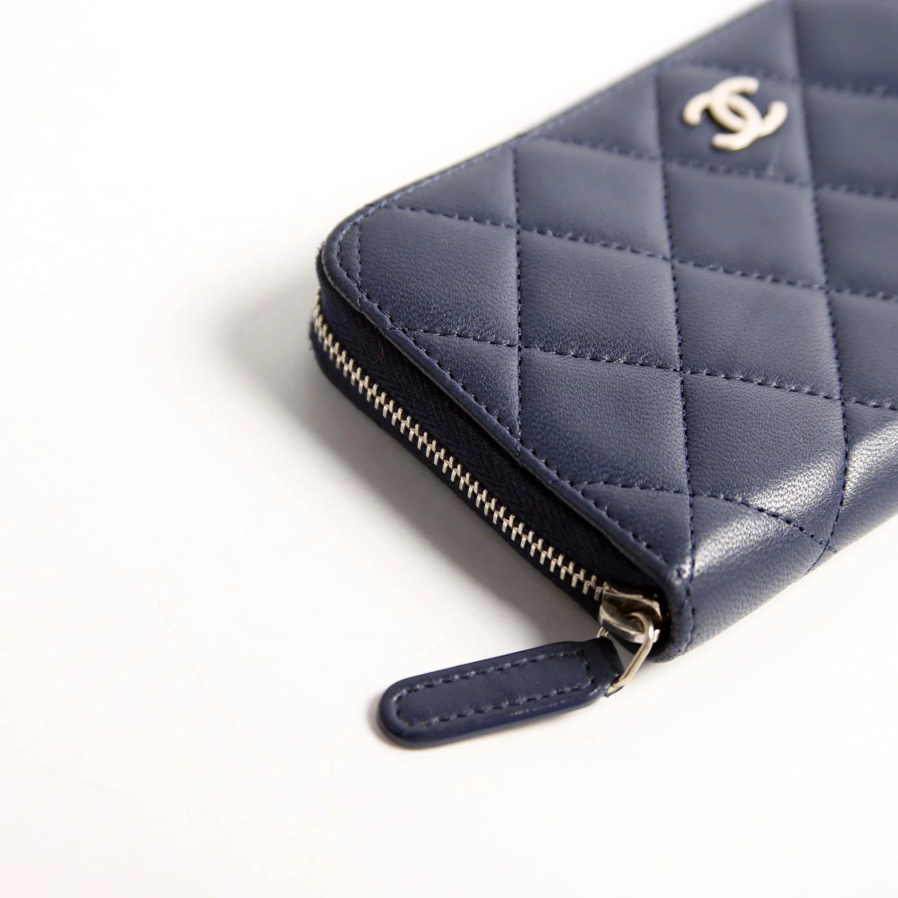 CC Lambskin Zip Around Wallet Navy - Image 4