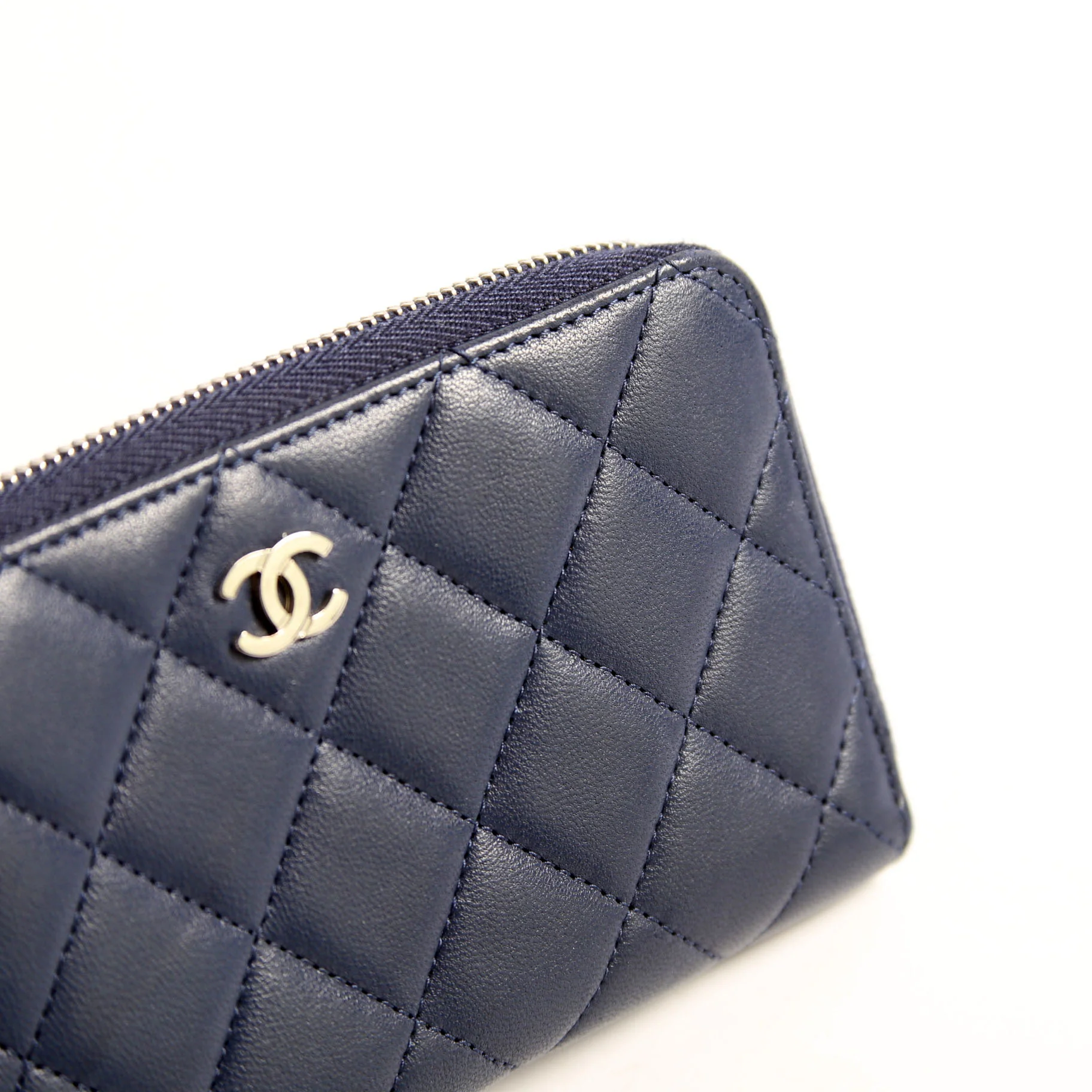 CC Lambskin Zip Around Wallet Navy - Image 6