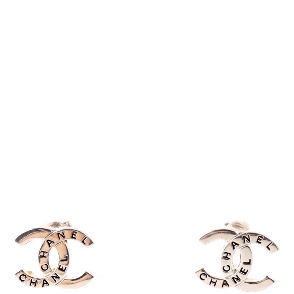 CC Logo Small Stud Earrings Silver