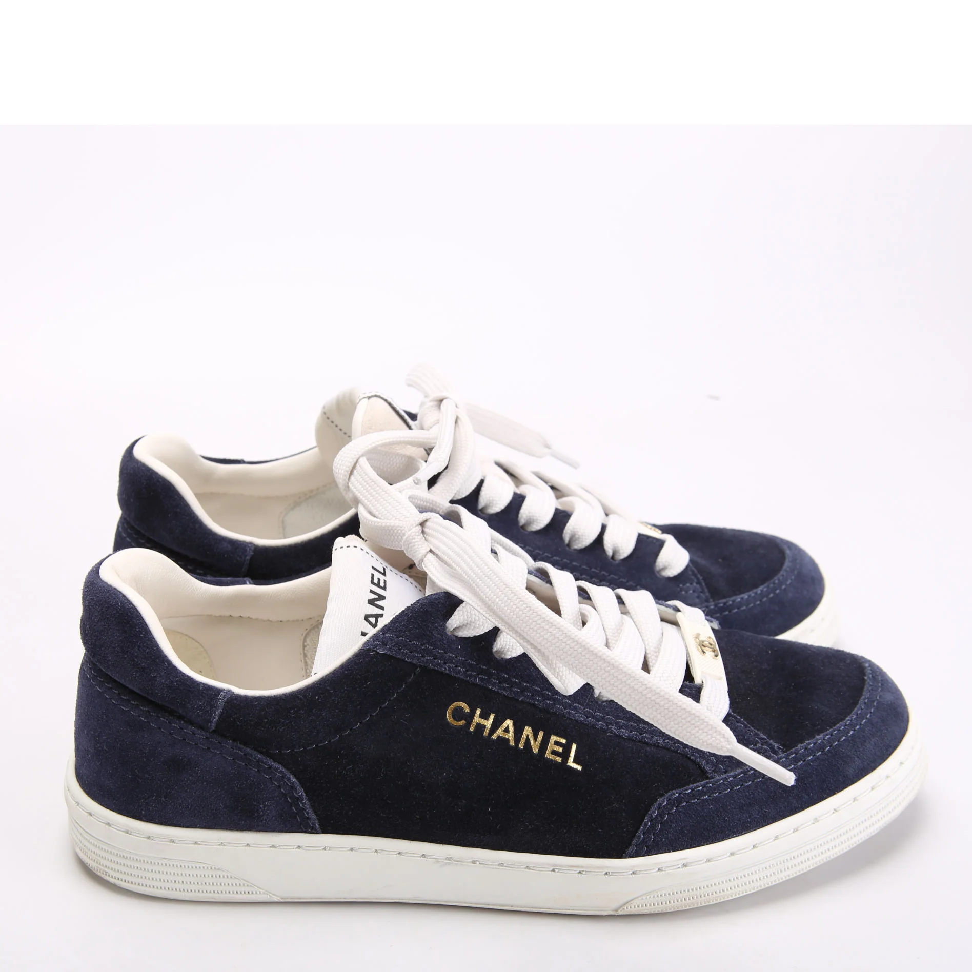 CC Logo Suede Sneakers Size 36 Blue - Image 3