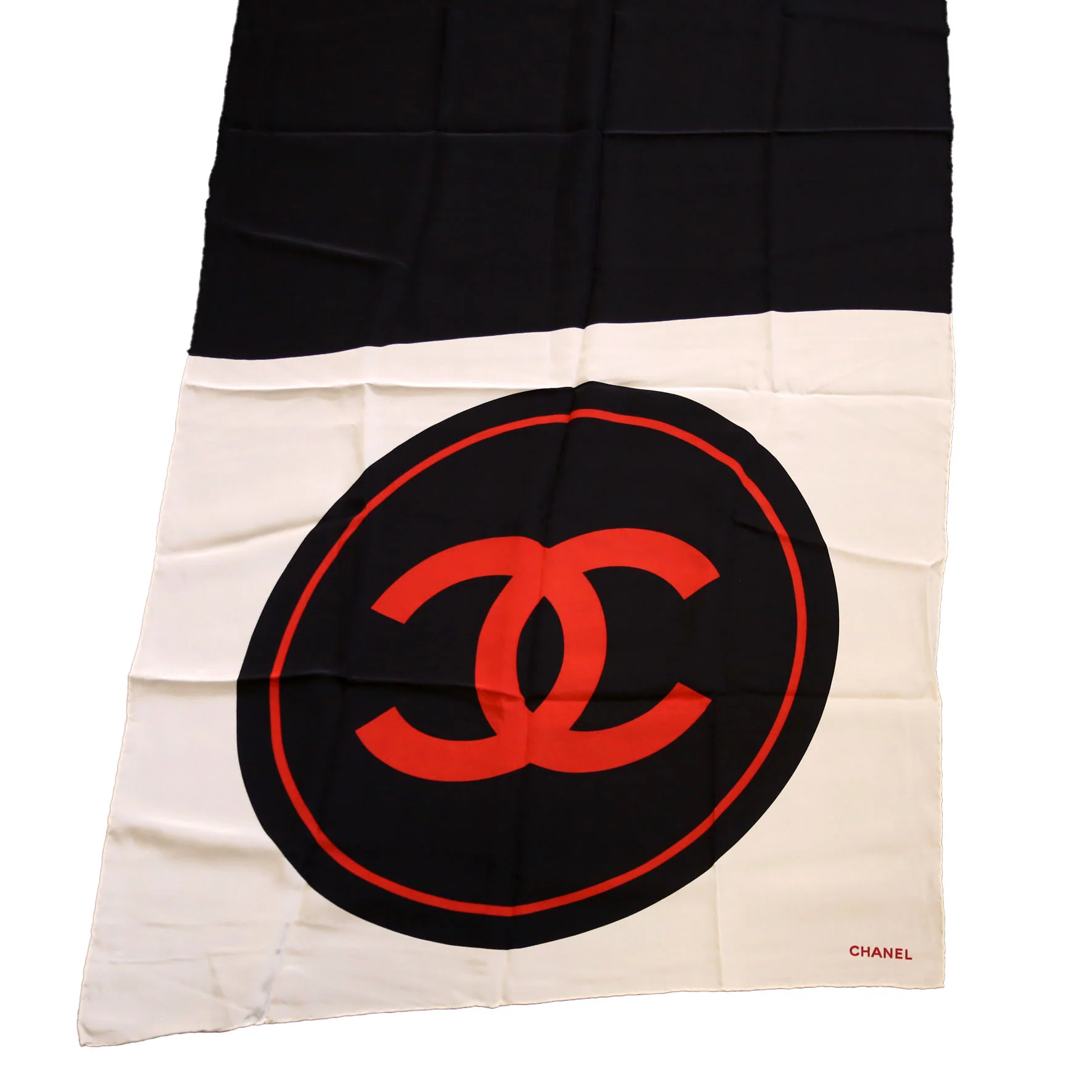 CC Logo Wrap Silk Scarf Cream/Black - Image 5