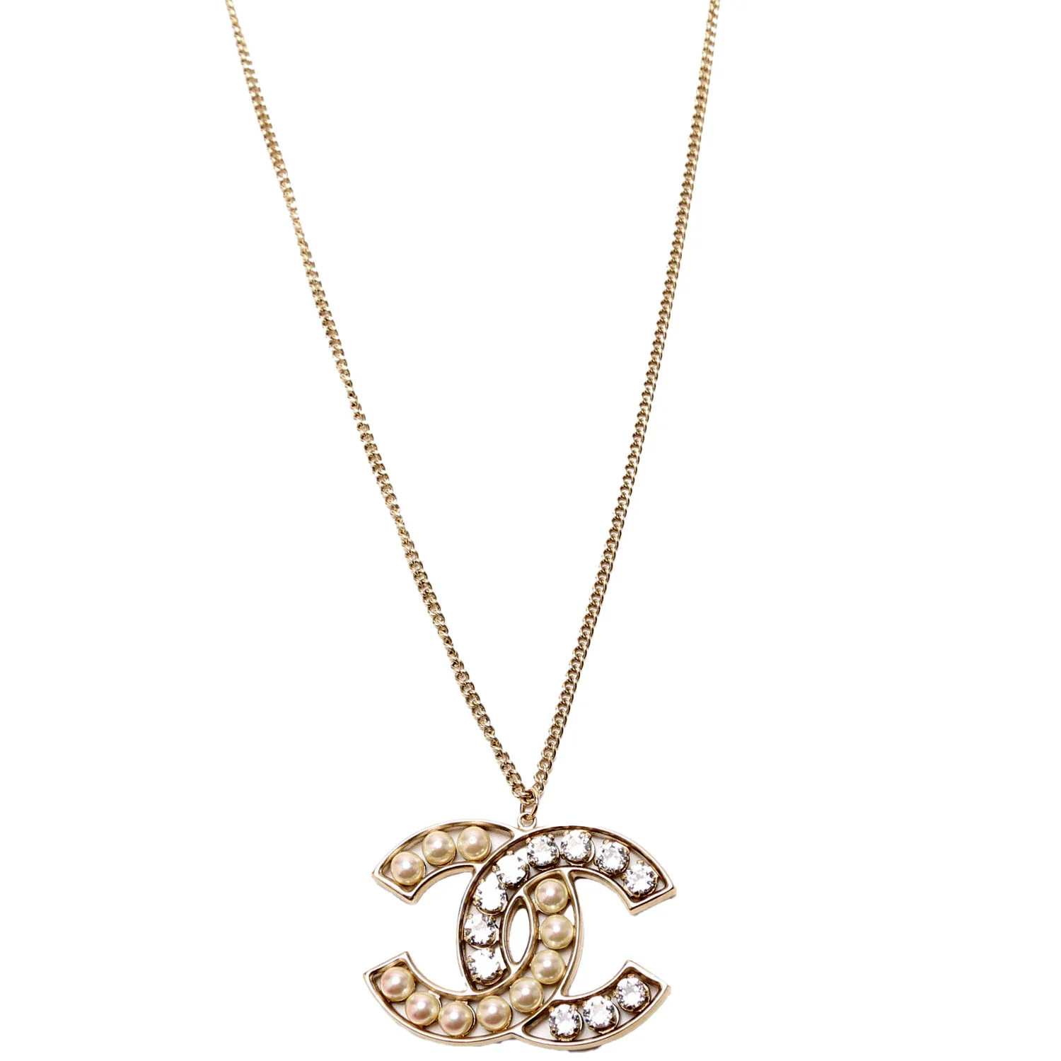 CC Pearl/Crystal Large Pendant Gold