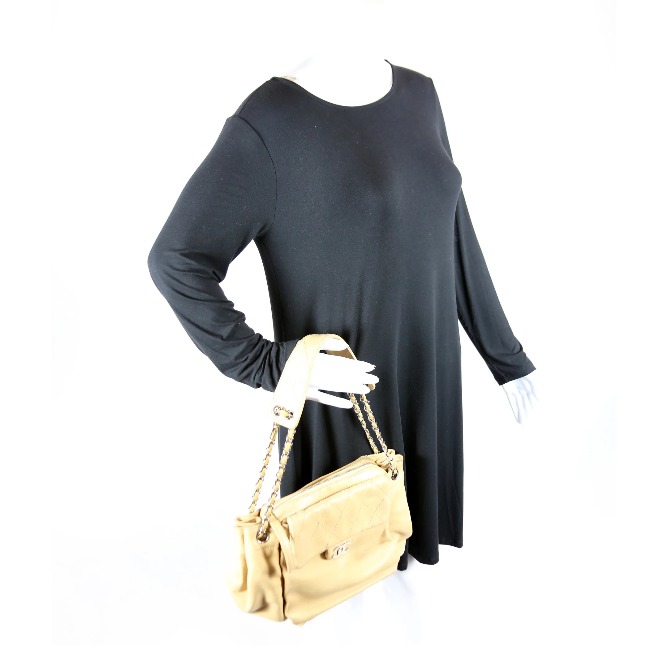 CC Pocket Accordion Shoulder Bag Lambskin 10M Tan - Image 13