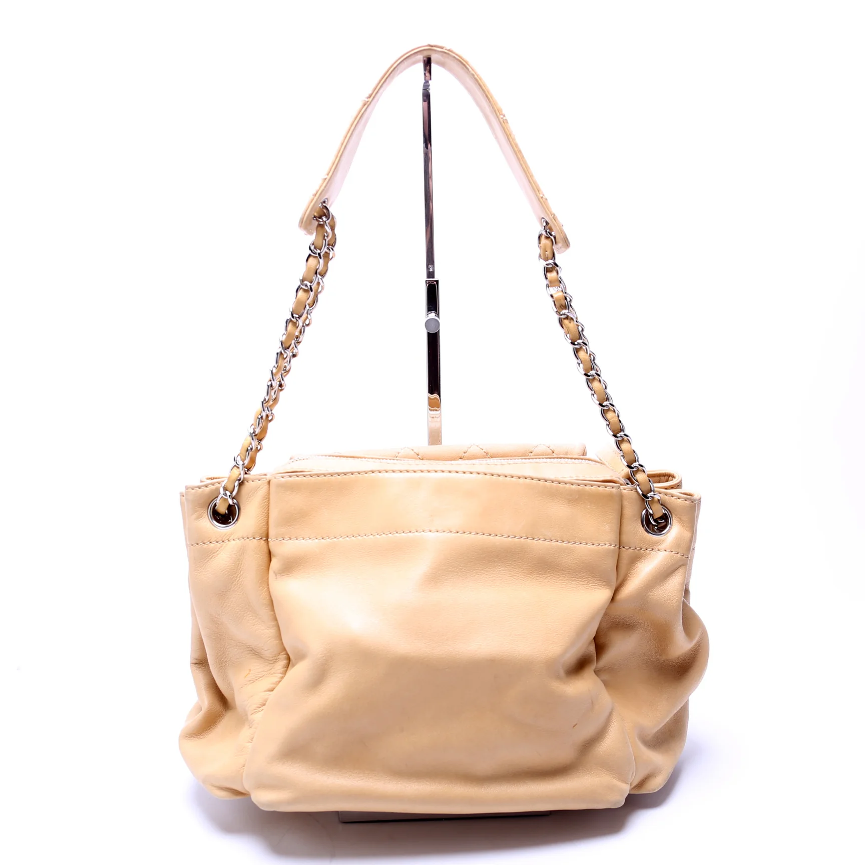 CC Pocket Accordion Shoulder Bag Lambskin 10M Tan - Image 3