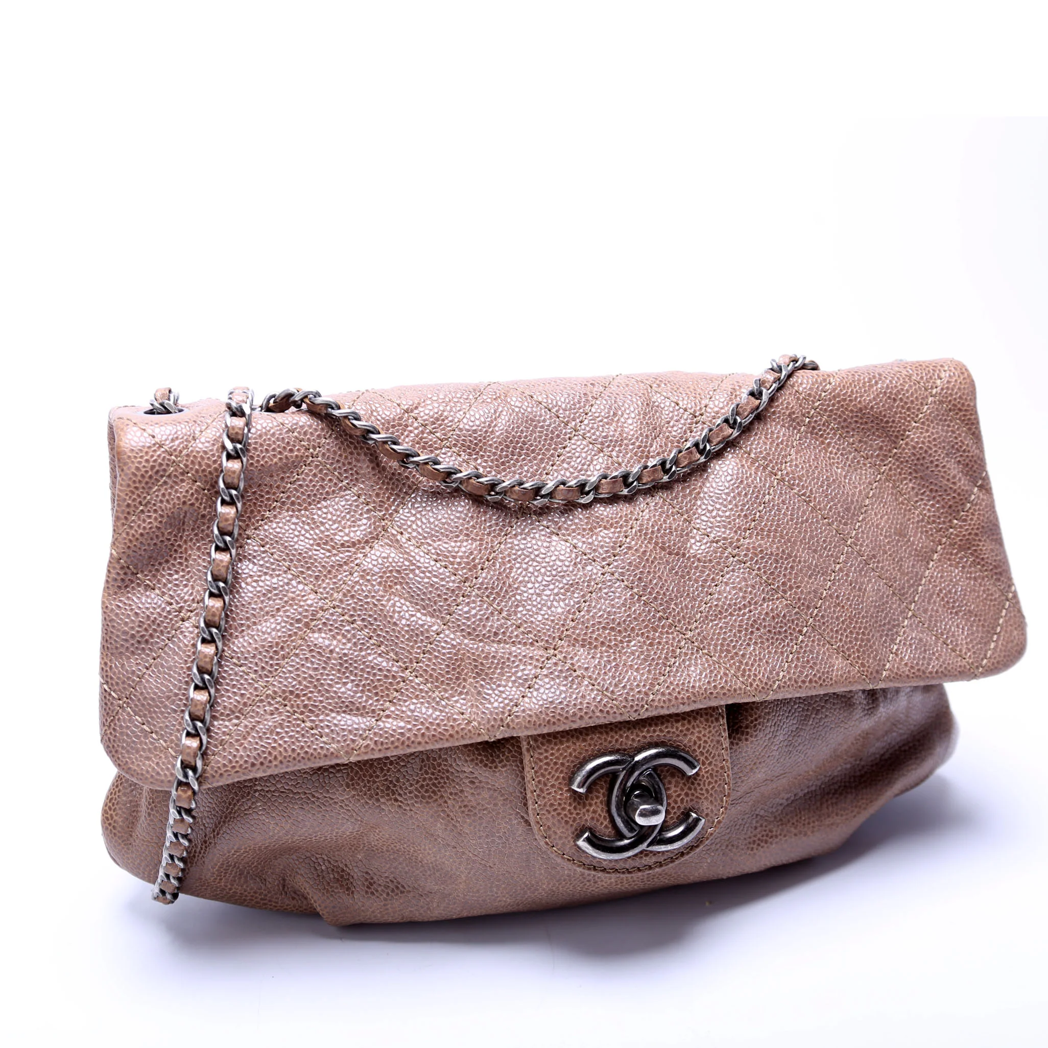 CC Quilted Caviar Medium Flap Bag Taupe - Image 2