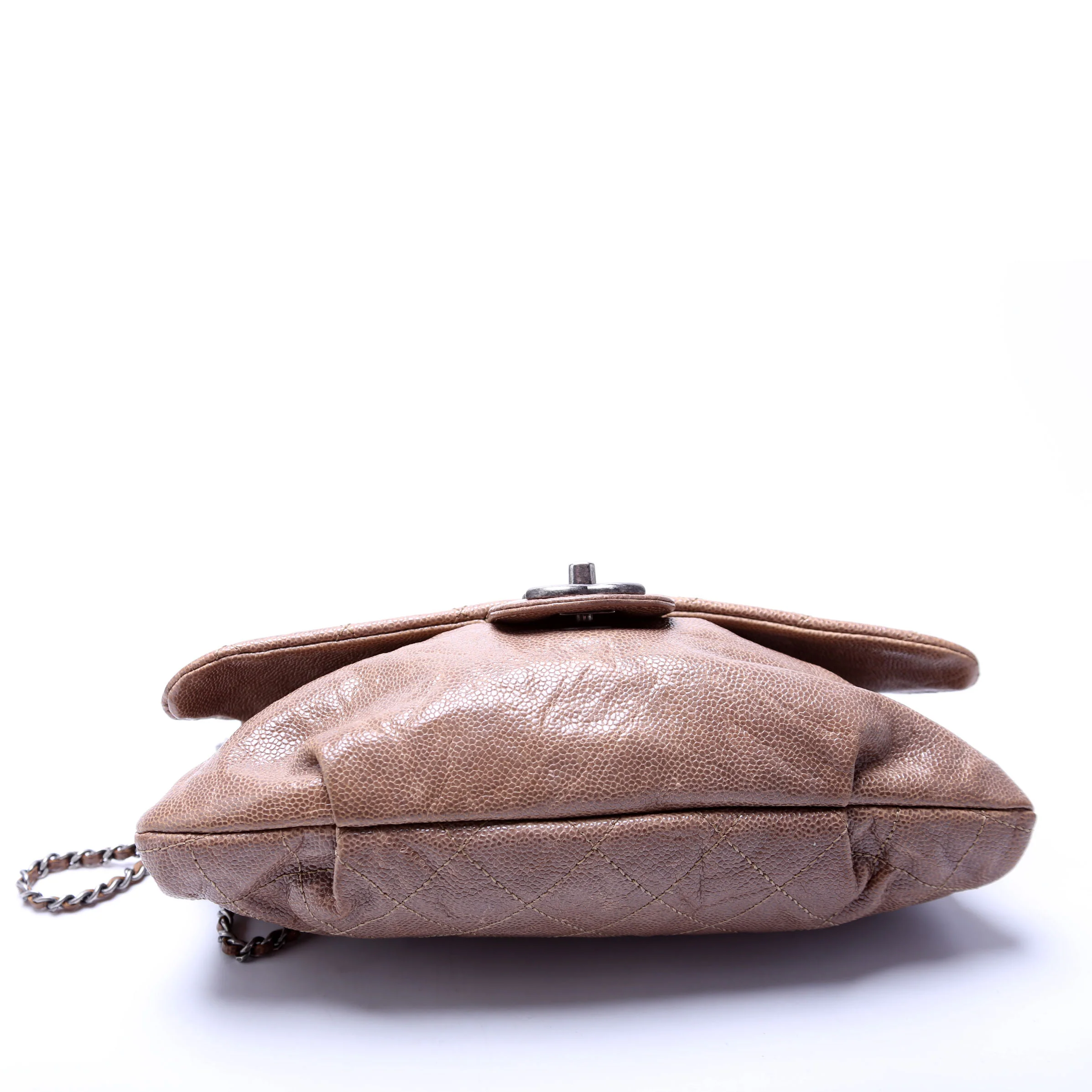 CC Quilted Caviar Medium Flap Bag Taupe - Image 4