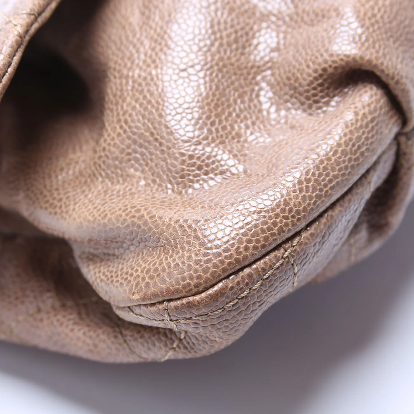CC Quilted Caviar Medium Flap Bag Taupe - Image 5