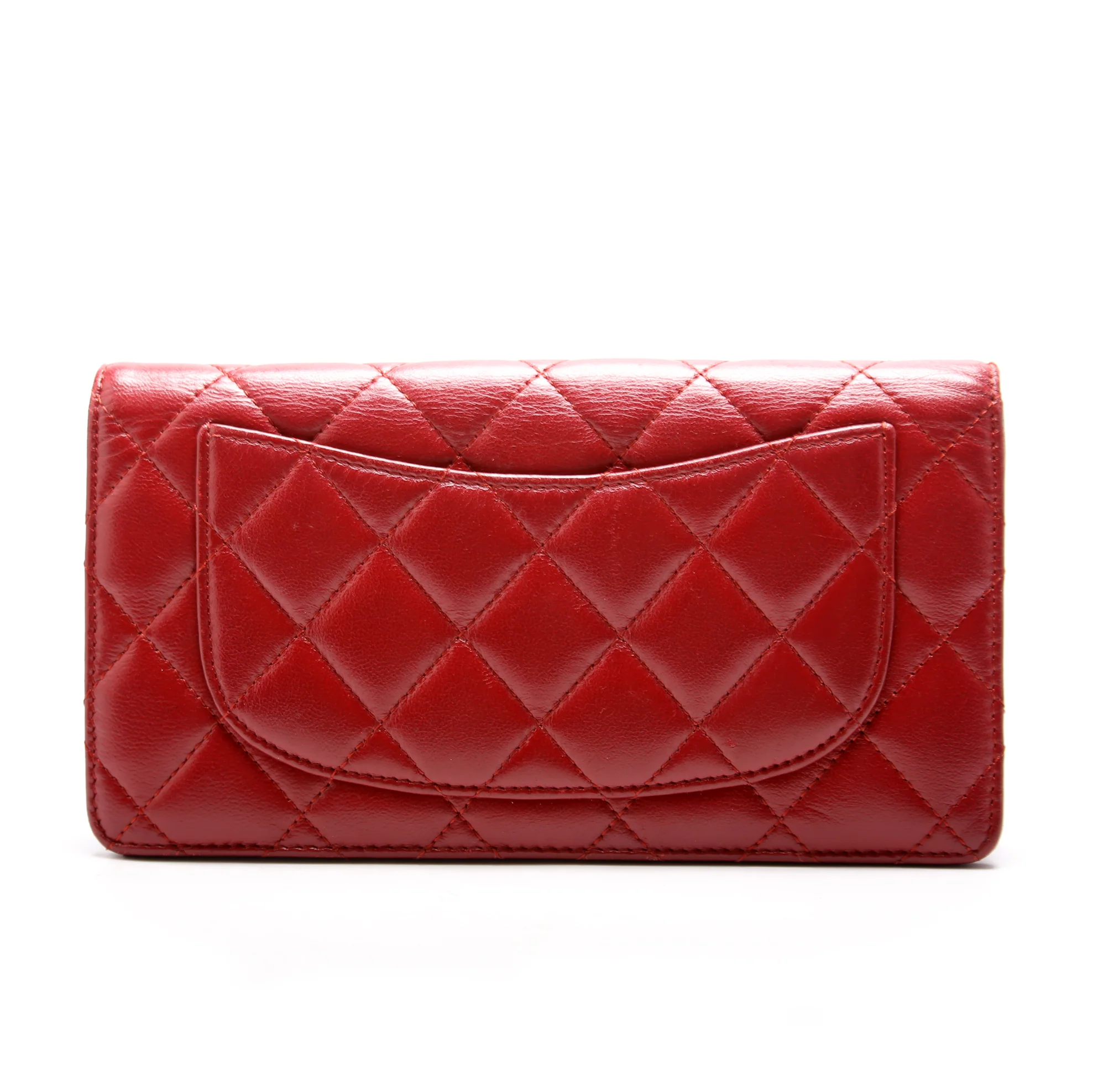 CC Quilted Lambskin Yen Wallet Red - Image 2