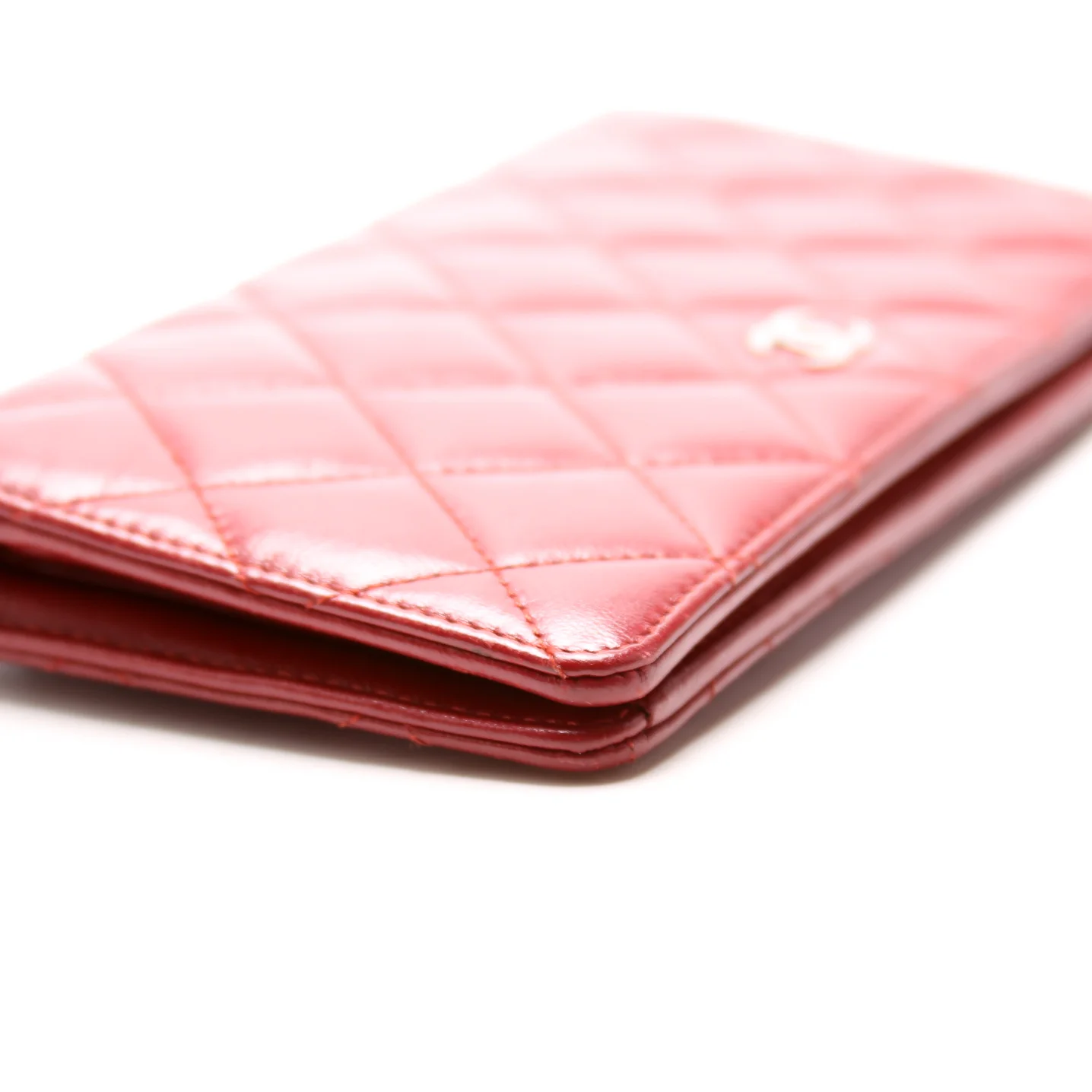 CC Quilted Lambskin Yen Wallet Red - Image 6