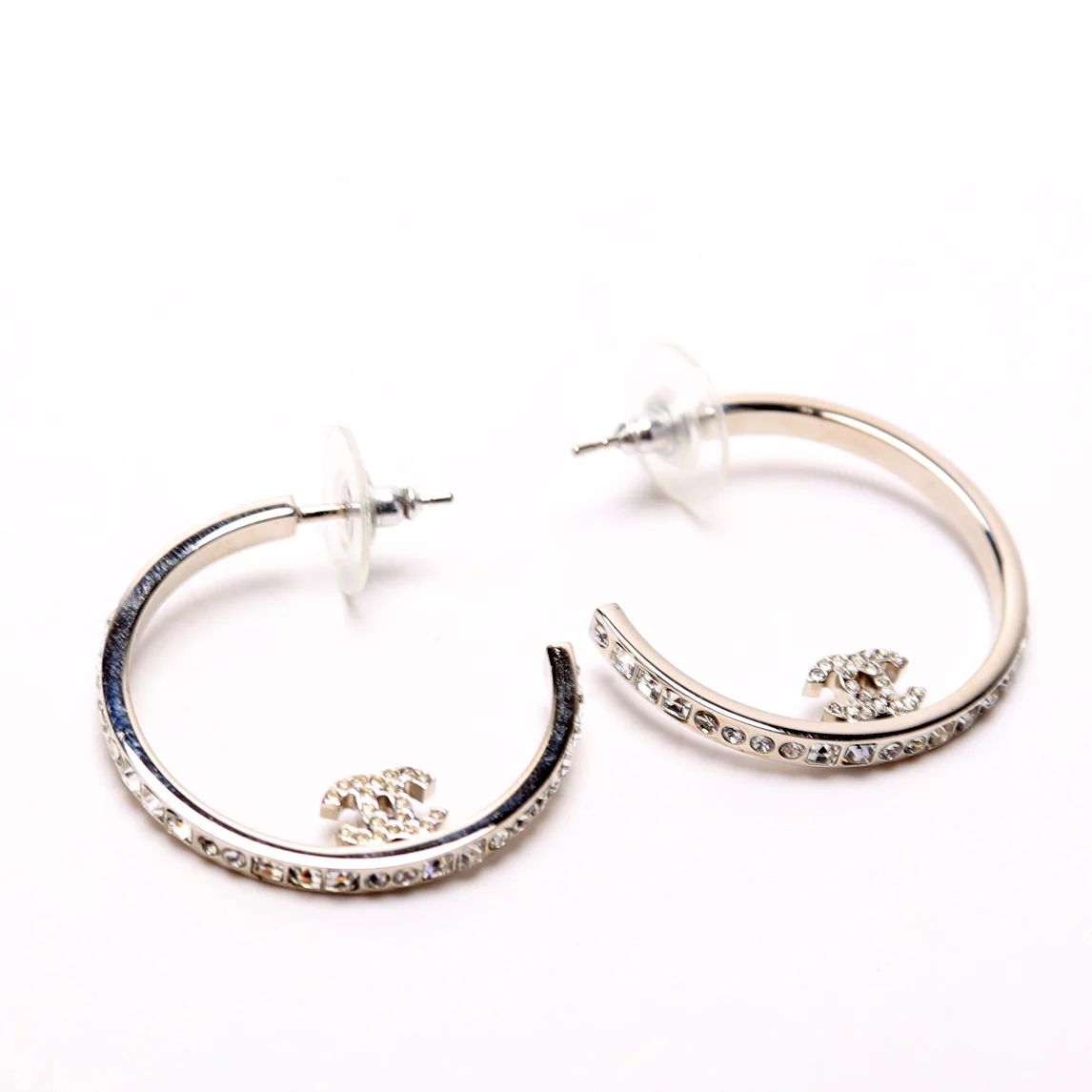 CC Rhinestone Hoop Earrings - Image 3
