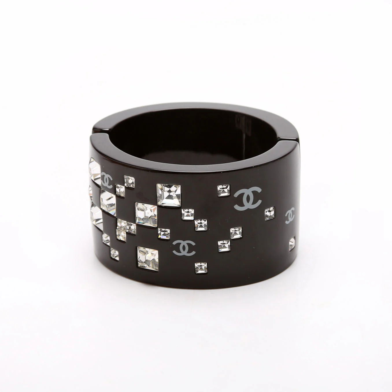 CC Rhinestone Resin Bangle Bracelet Black - Image 3