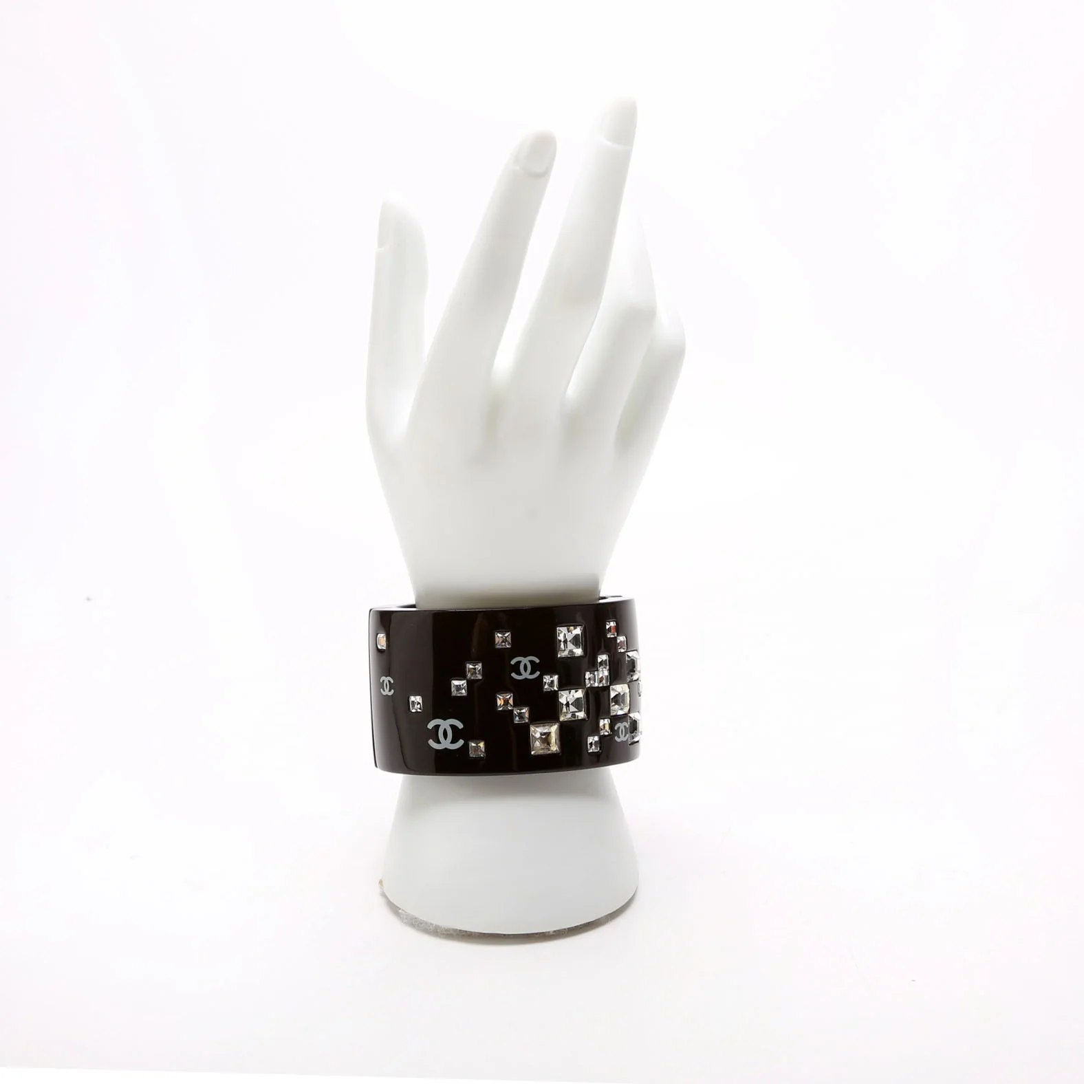CC Rhinestone Resin Bangle Bracelet Black - Image 6