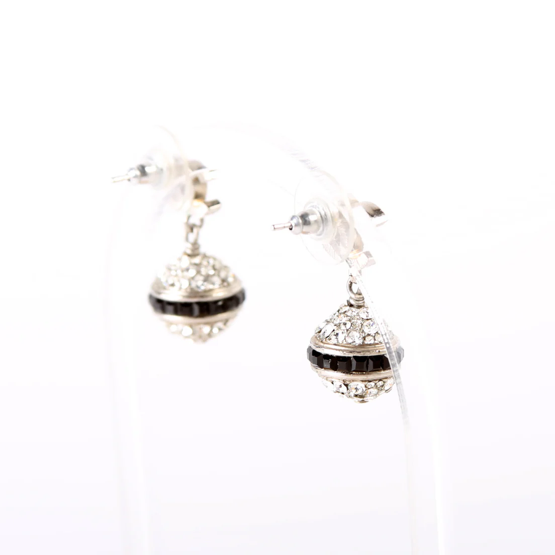 CC Rhinestone Sphere Drop Earrings - Image 4