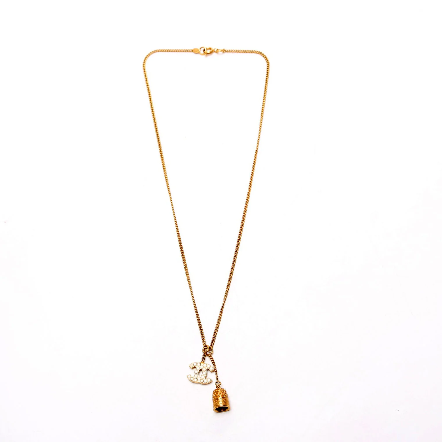 CC Rhinestone Thimble Necklace Gold - Image 2