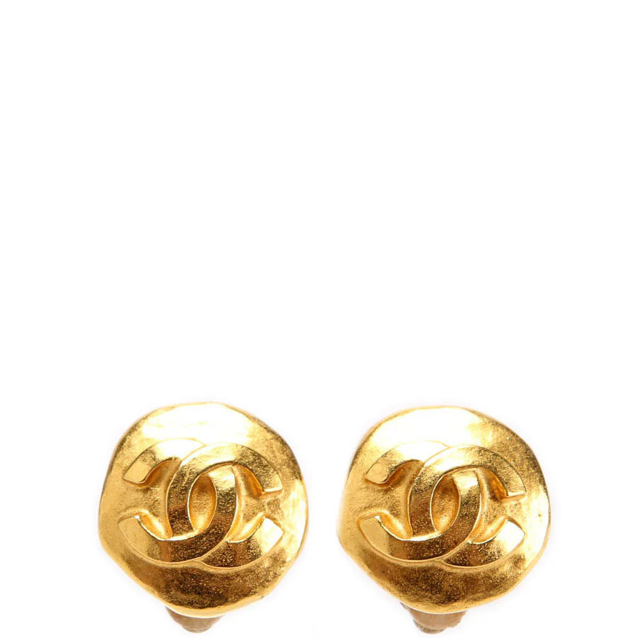 CC Round Clip-On Vintage Earrings Gold