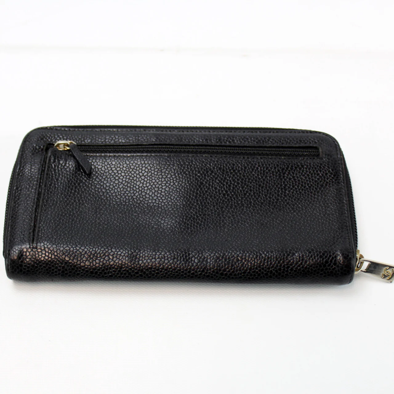 CC Small Zip Closure Caviar Wallet - Image 2