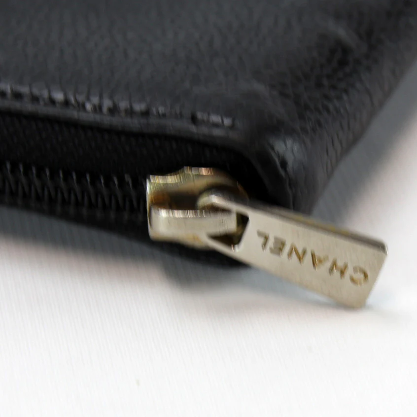 CC Small Zip Closure Caviar Wallet - Image 3