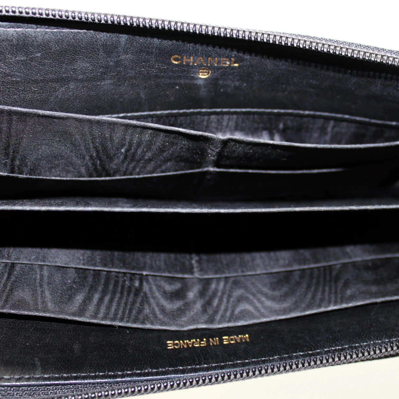 CC Small Zip Closure Caviar Wallet - Image 6