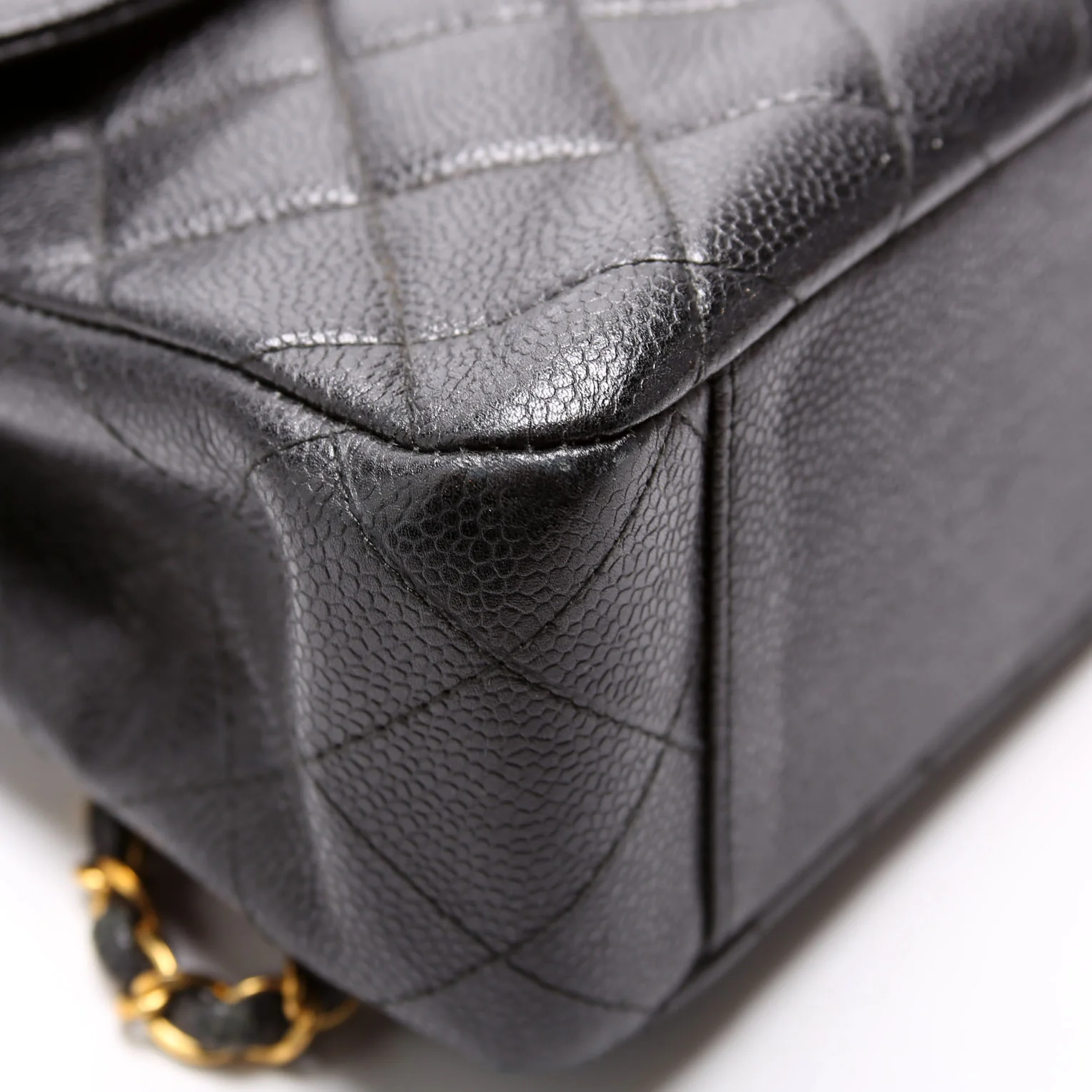 CC Square Flap Shoulder Bag Quilted Caviar Vintage 4M Black - Image 5