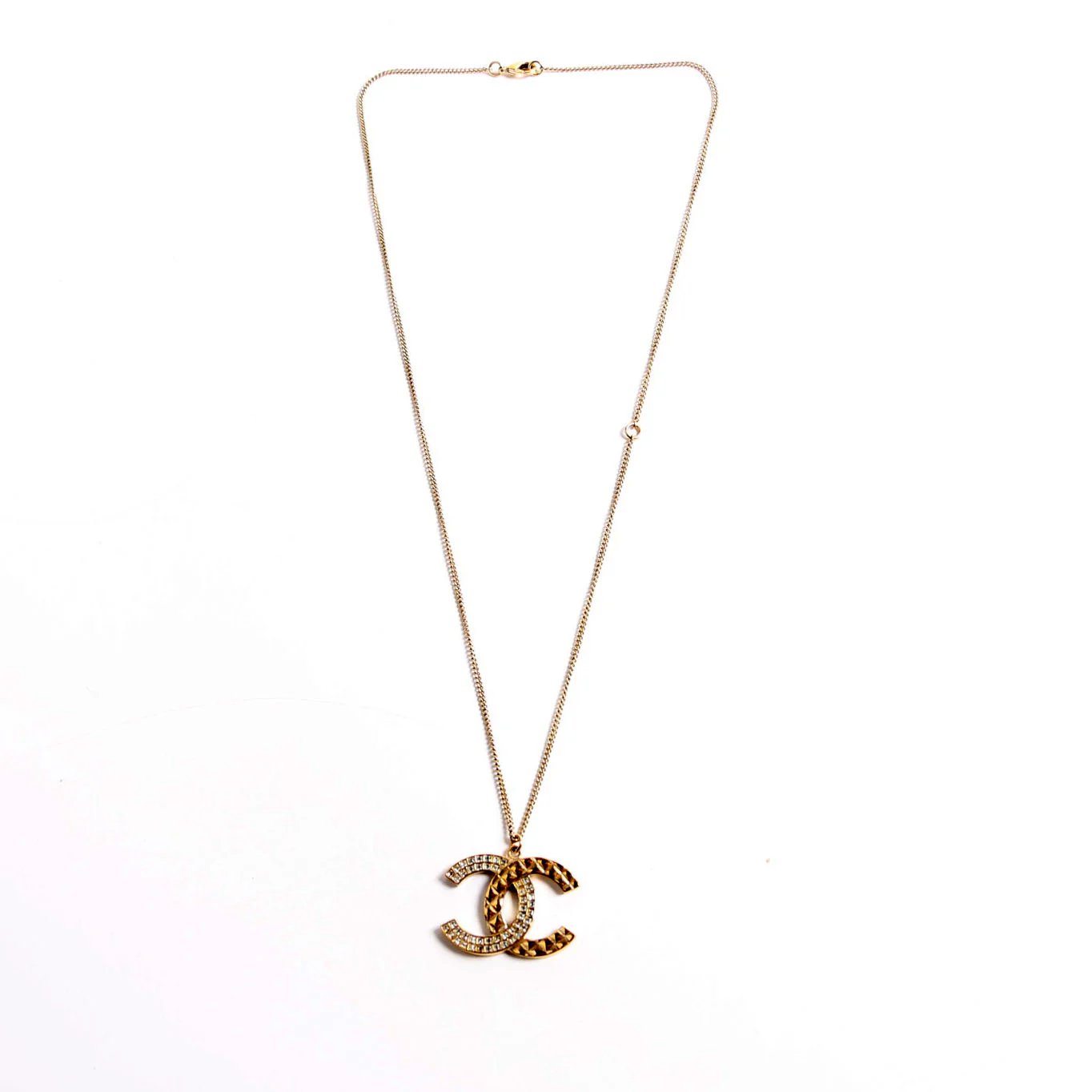 CC Strass Pendant Necklace Gold - Image 2