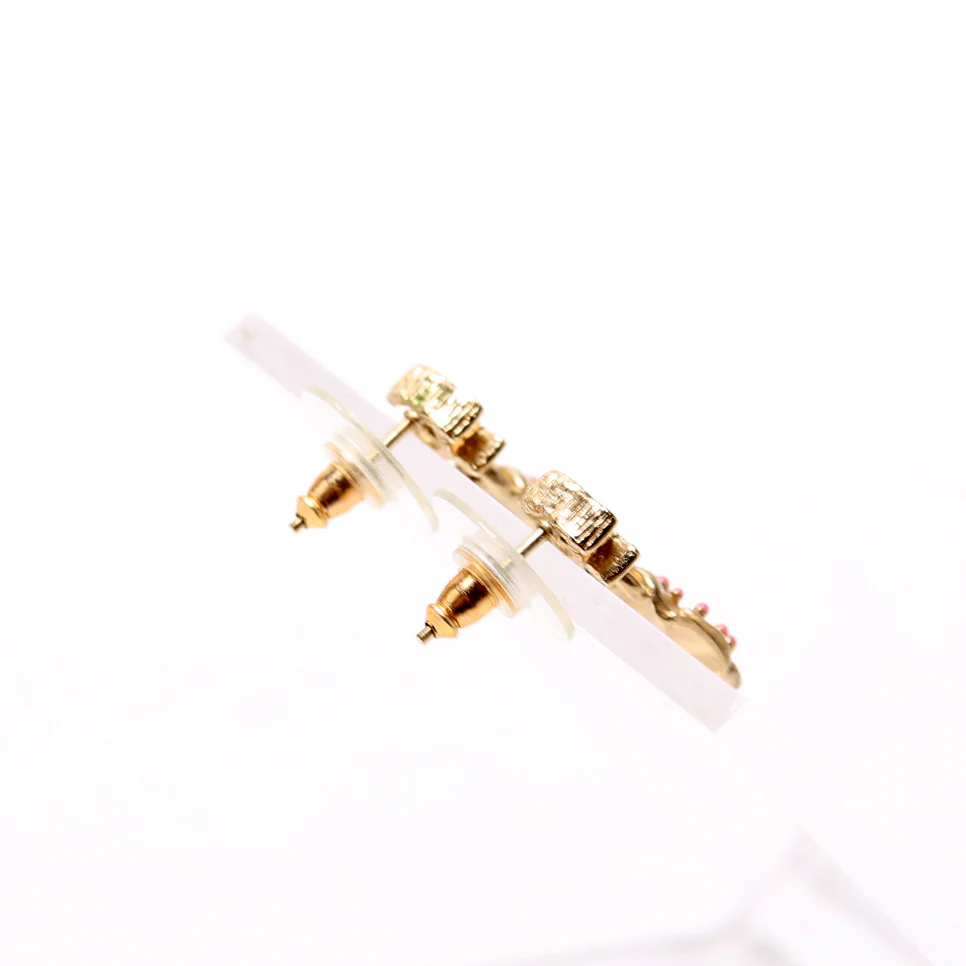 CC Stud Camellia Flower Drop Earrings - Image 3