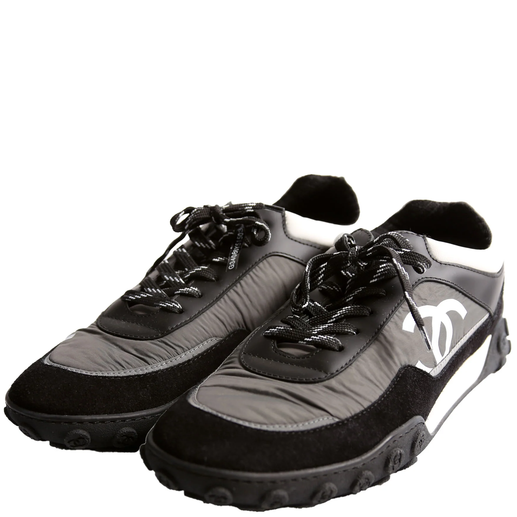 CC Suede/Nylon Low Top Sneakers Size 40.5 Black/White/Gray