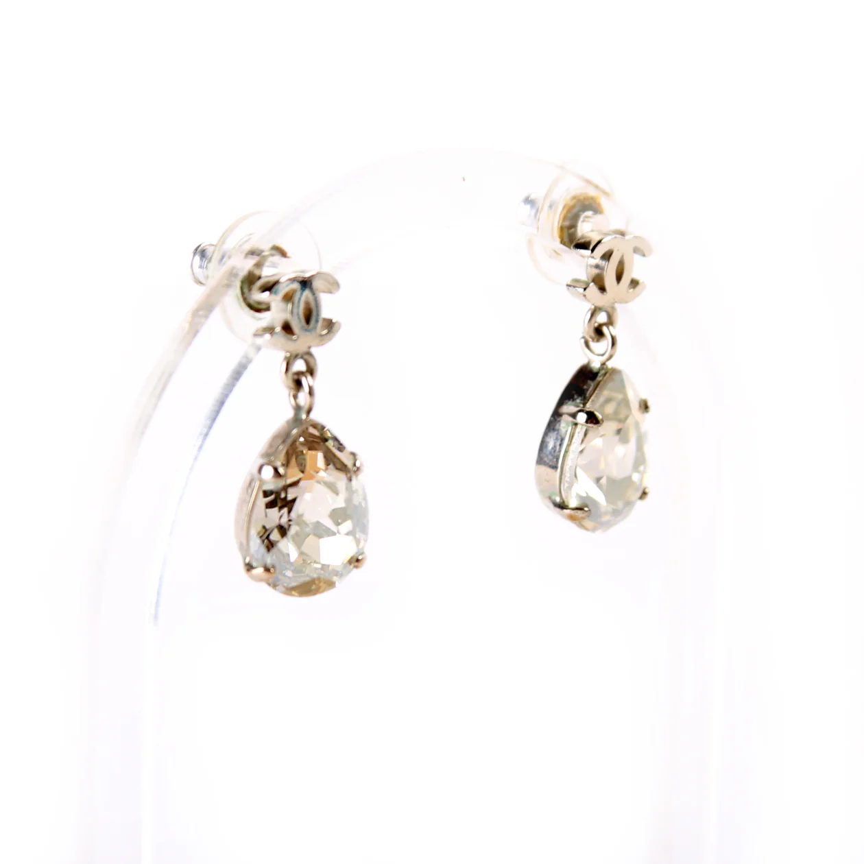 CC Teardrop Rhinestone Earrings - Image 2