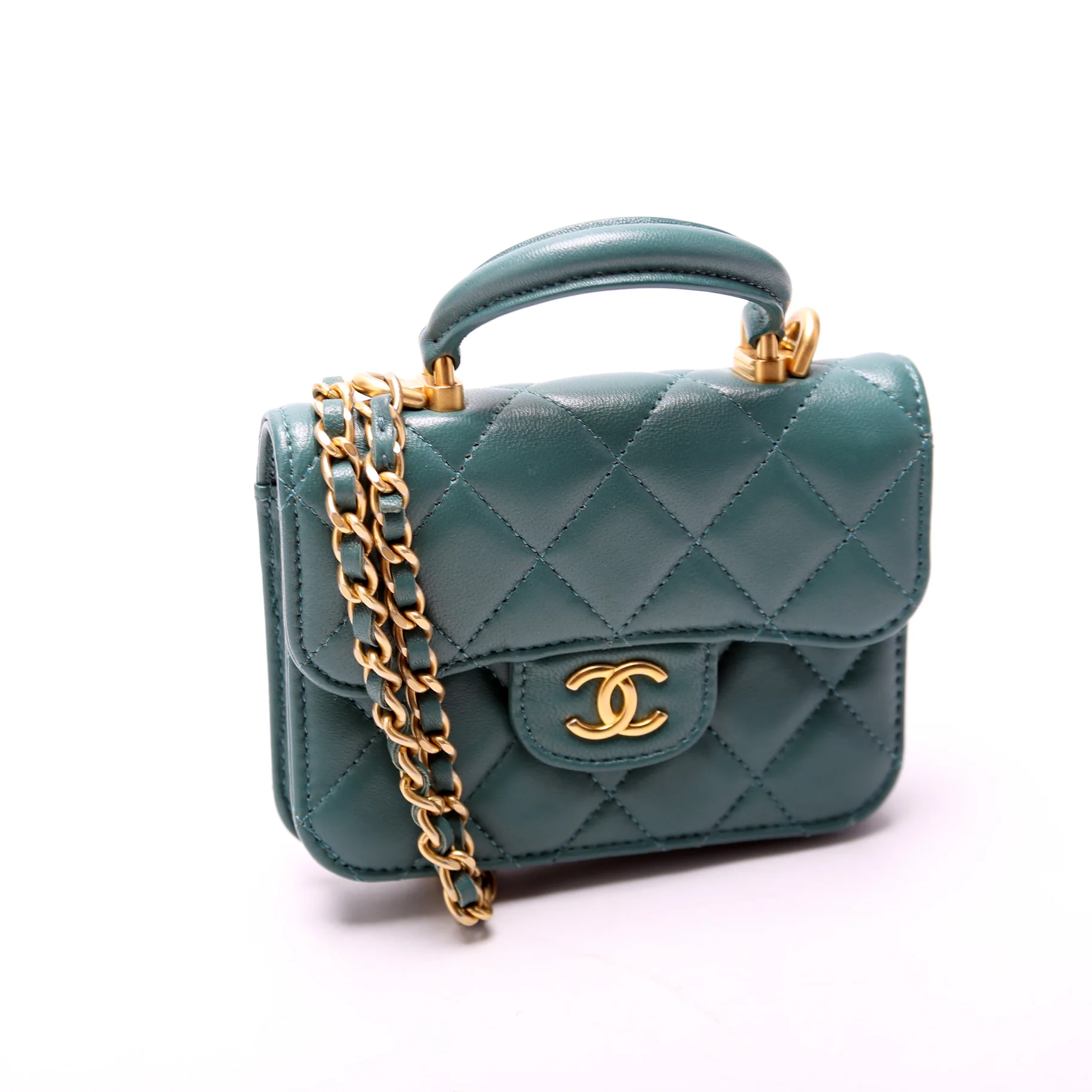 CC Top Handle Flap Coin Purse W/Chain Lambskin 31 - Image 2