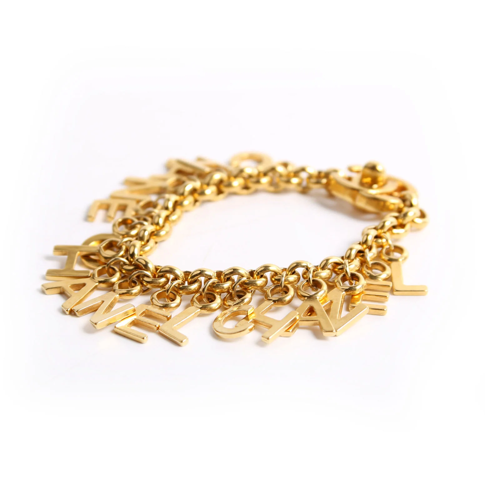 CC Turnlock Letter Charms Bracelet Gold - Image 2
