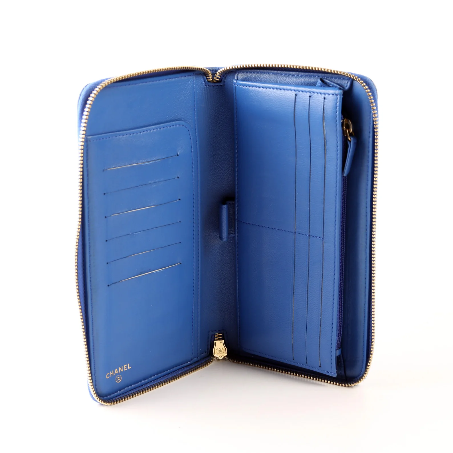 CC Zip Around Organizer Wallet Quilted Lambskin Blue - Image 11