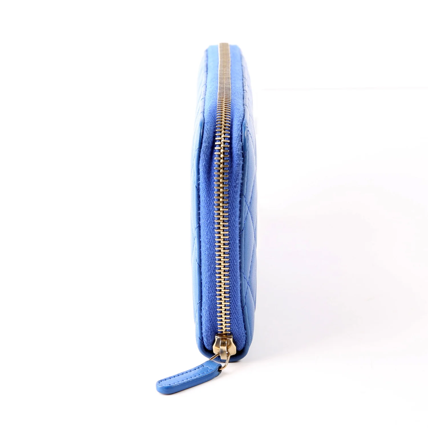 CC Zip Around Organizer Wallet Quilted Lambskin Blue - Image 3
