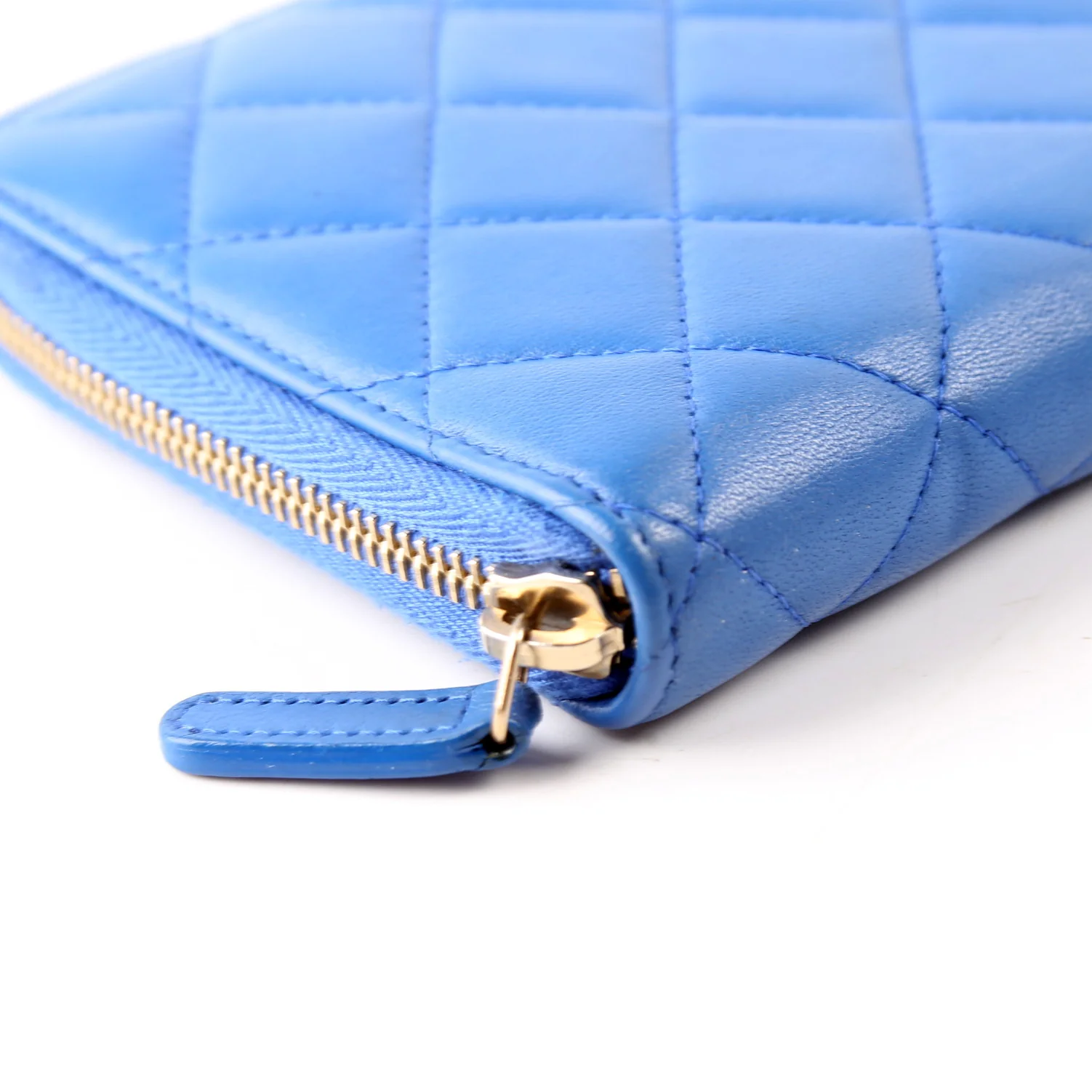 CC Zip Around Organizer Wallet Quilted Lambskin Blue - Image 6