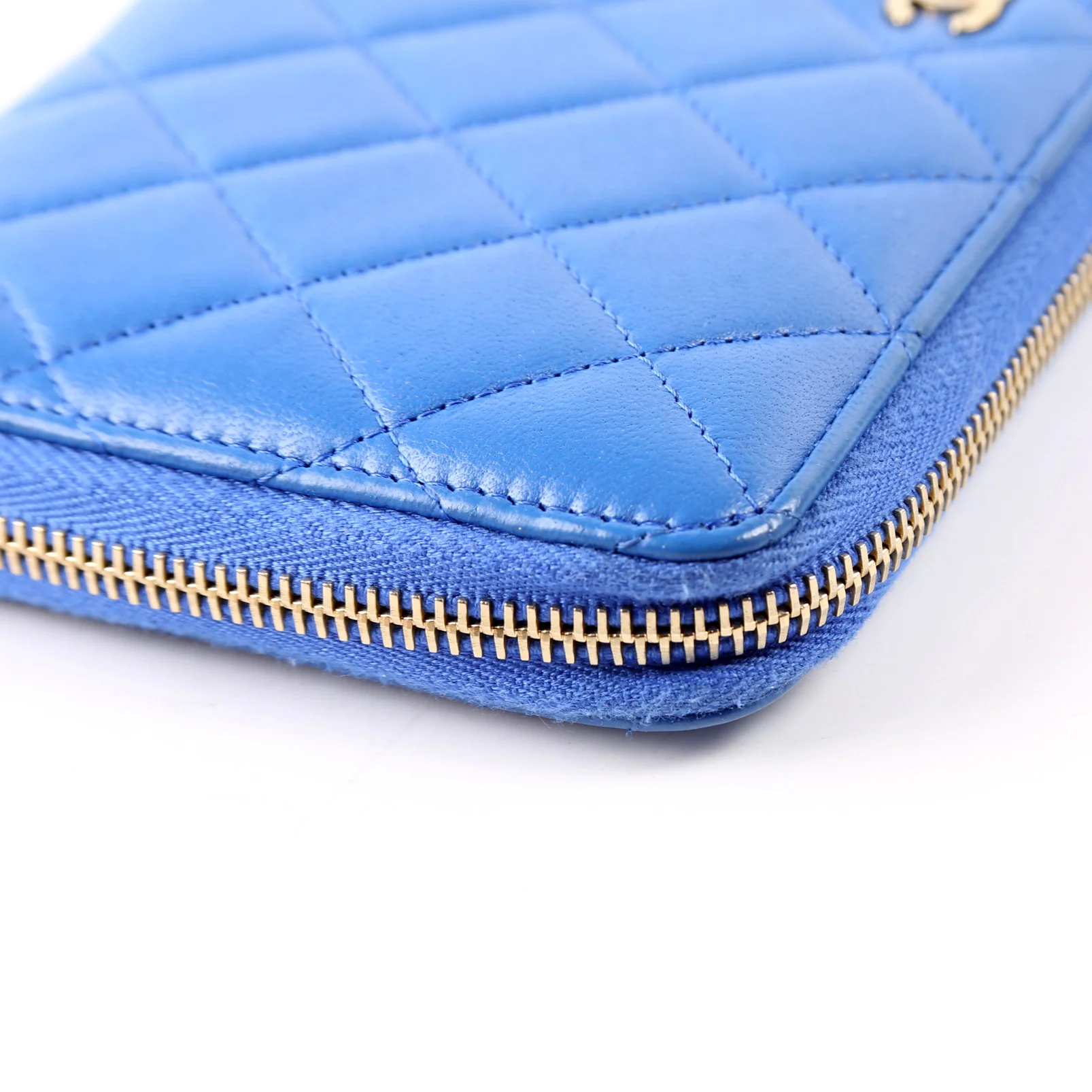 CC Zip Around Organizer Wallet Quilted Lambskin Blue - Image 8