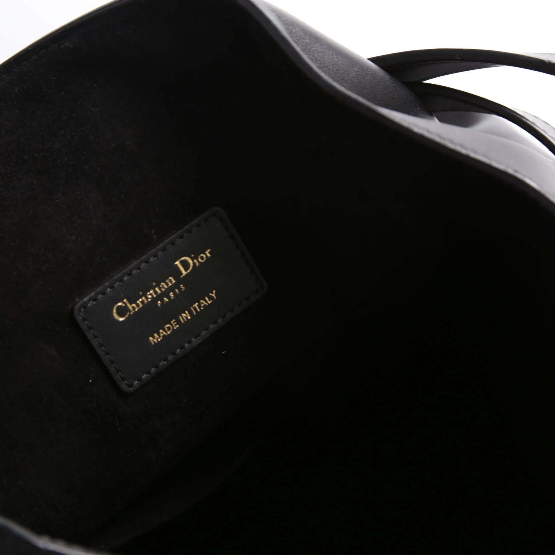 CD Embossed C'Est Bucket Bag Medium Black - Image 8