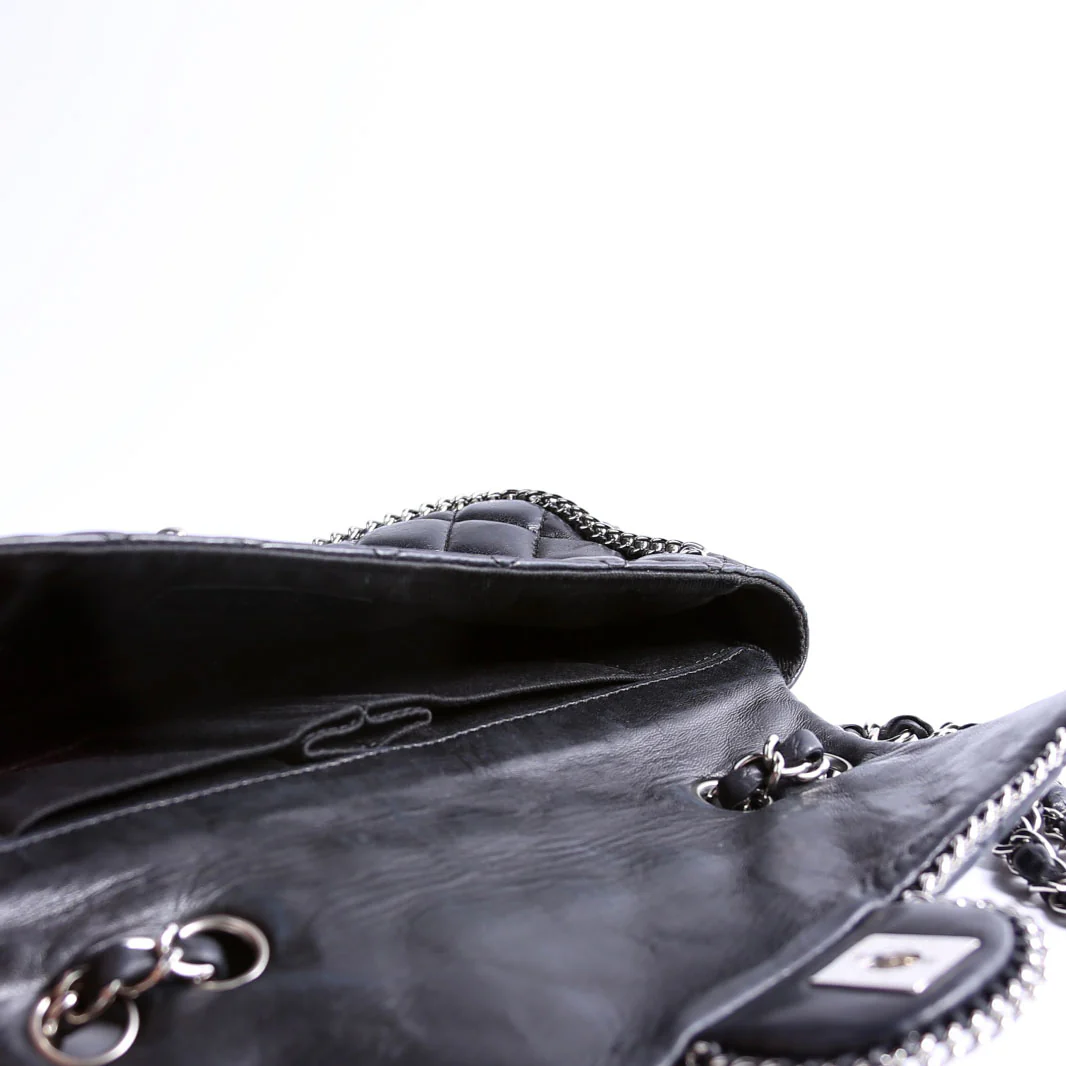 Chain Around East/West Flap Bag Lambskin 11M Black - Image 10