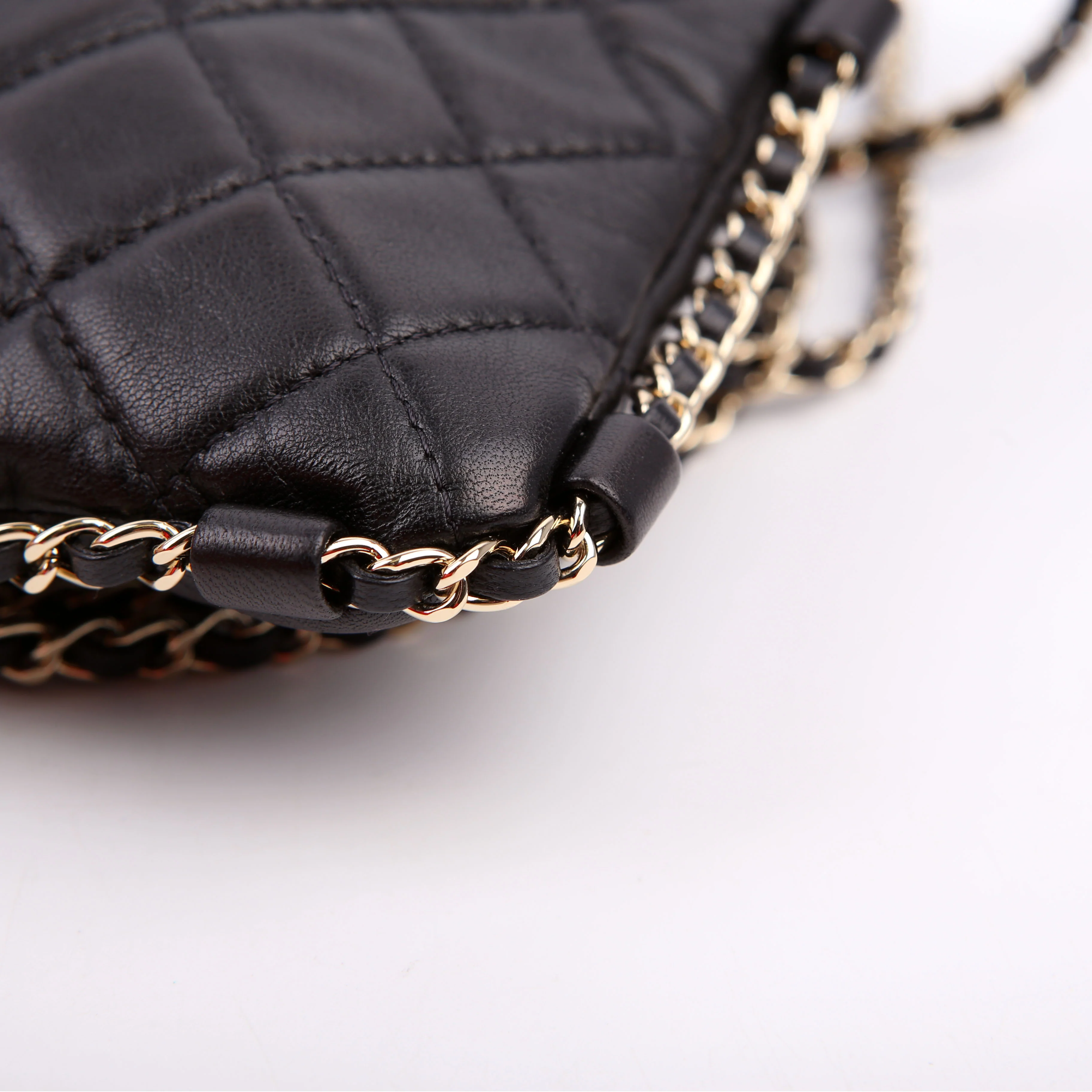Chain Around Phone Holder Lambskin Black - Image 5